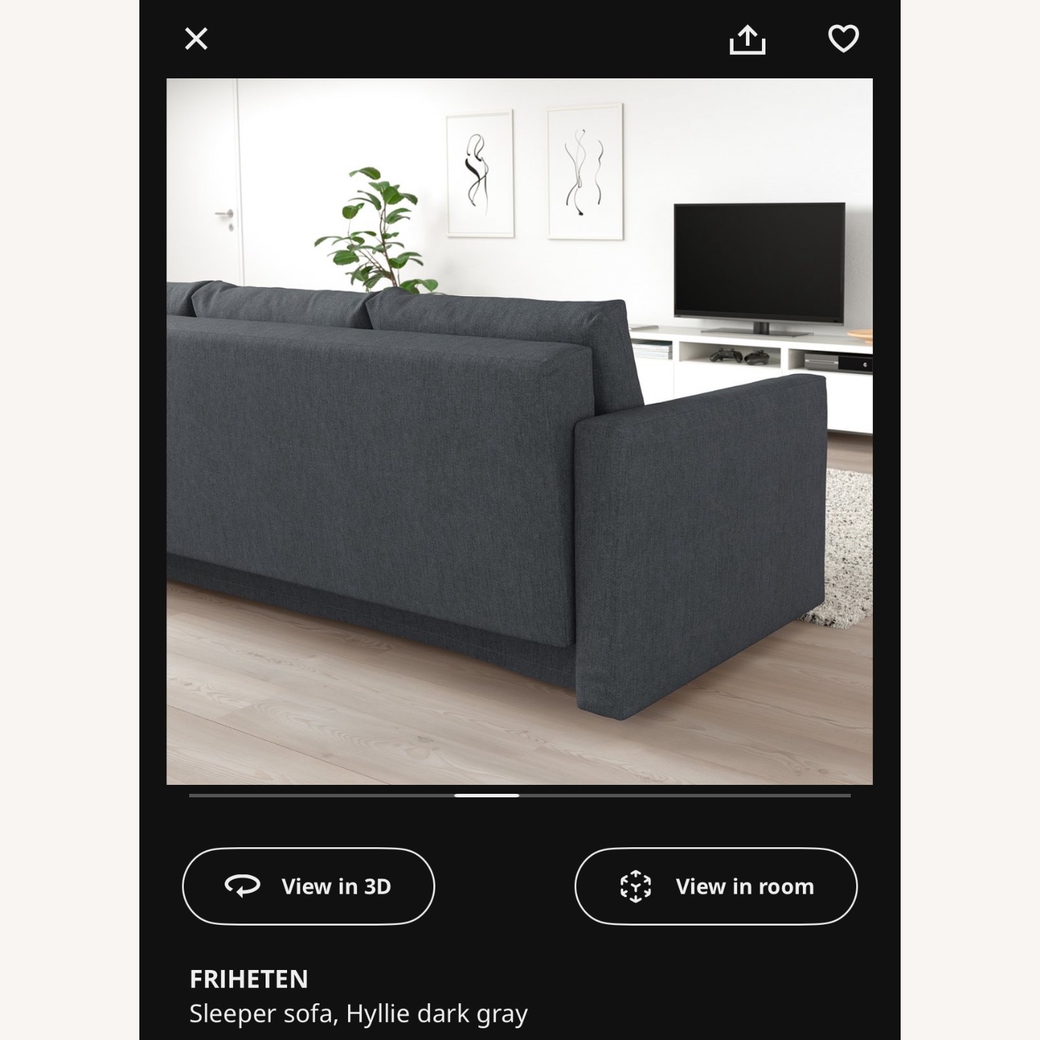 IKEA Friheten Sleeper Sofa Hyllie Dark Grey - image-3