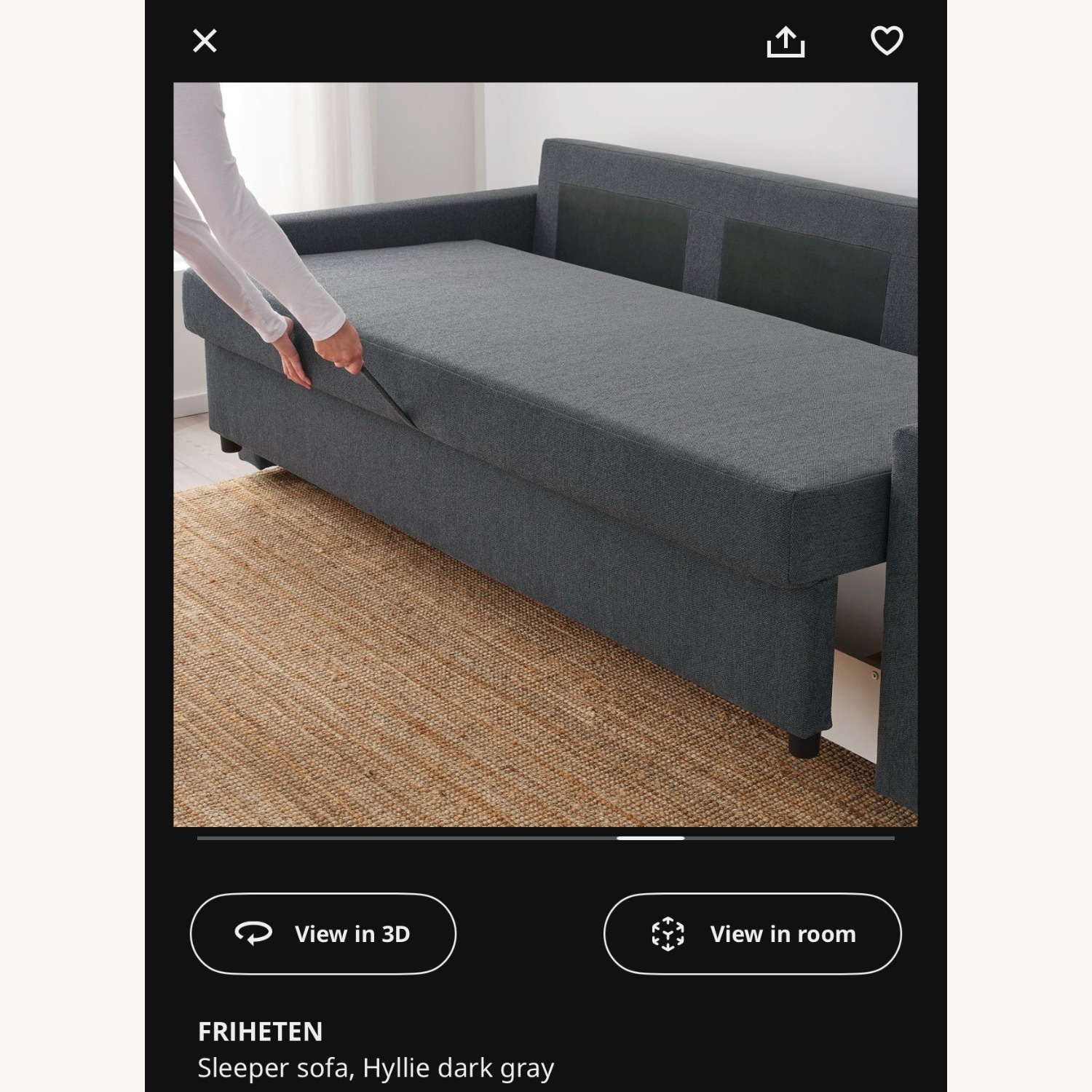 IKEA Friheten Sleeper Sofa Hyllie Dark Grey - image-4