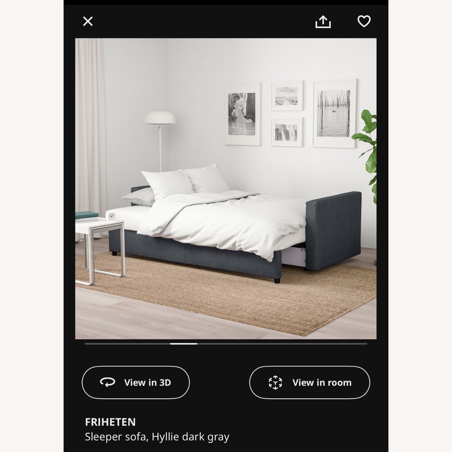 IKEA Friheten Sleeper Sofa Hyllie Dark Grey - image-5