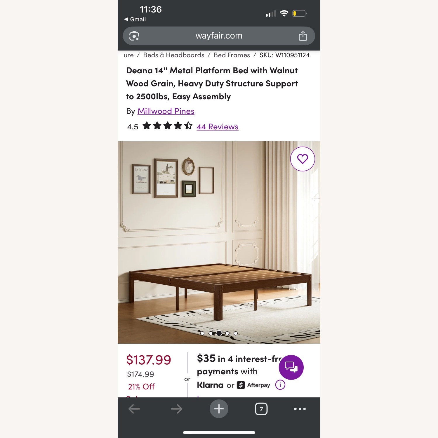 Wayfair Deana Metal 14’ Queen Bed Frame - image-2