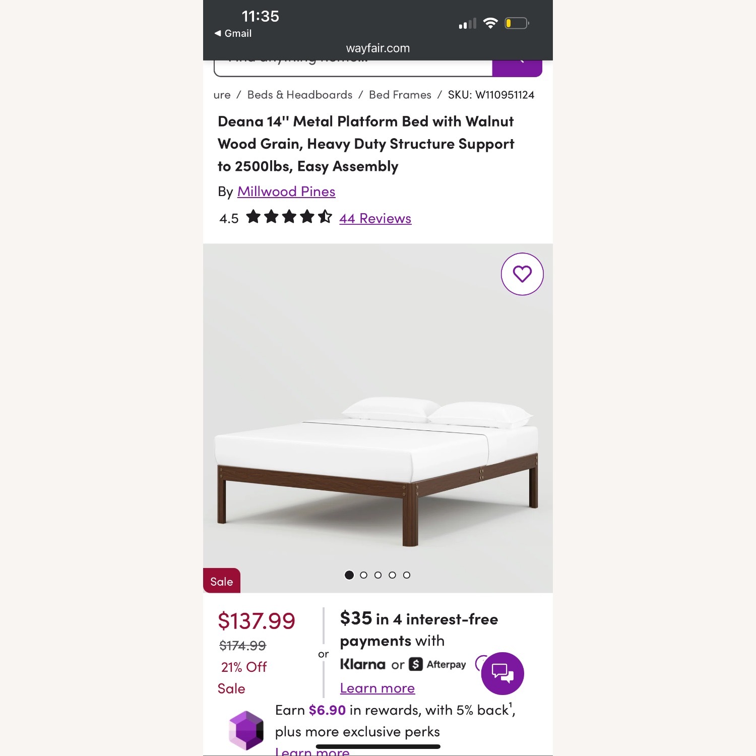 Wayfair Deana Metal 14’ Queen Bed Frame - image-1