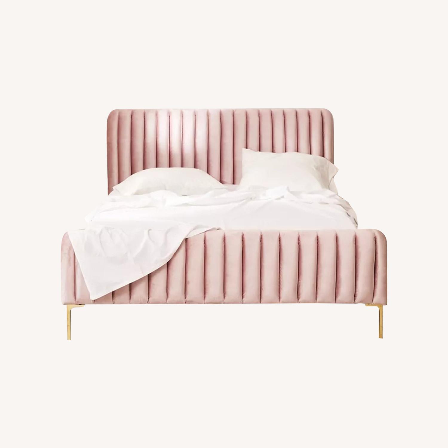 Marcella Velvet Wooden Bed - image-0