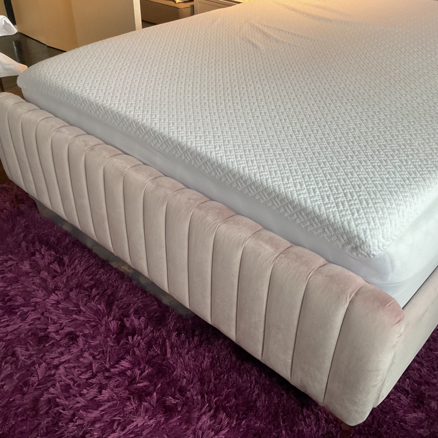 Marcella Velvet Wooden Bed - image-2