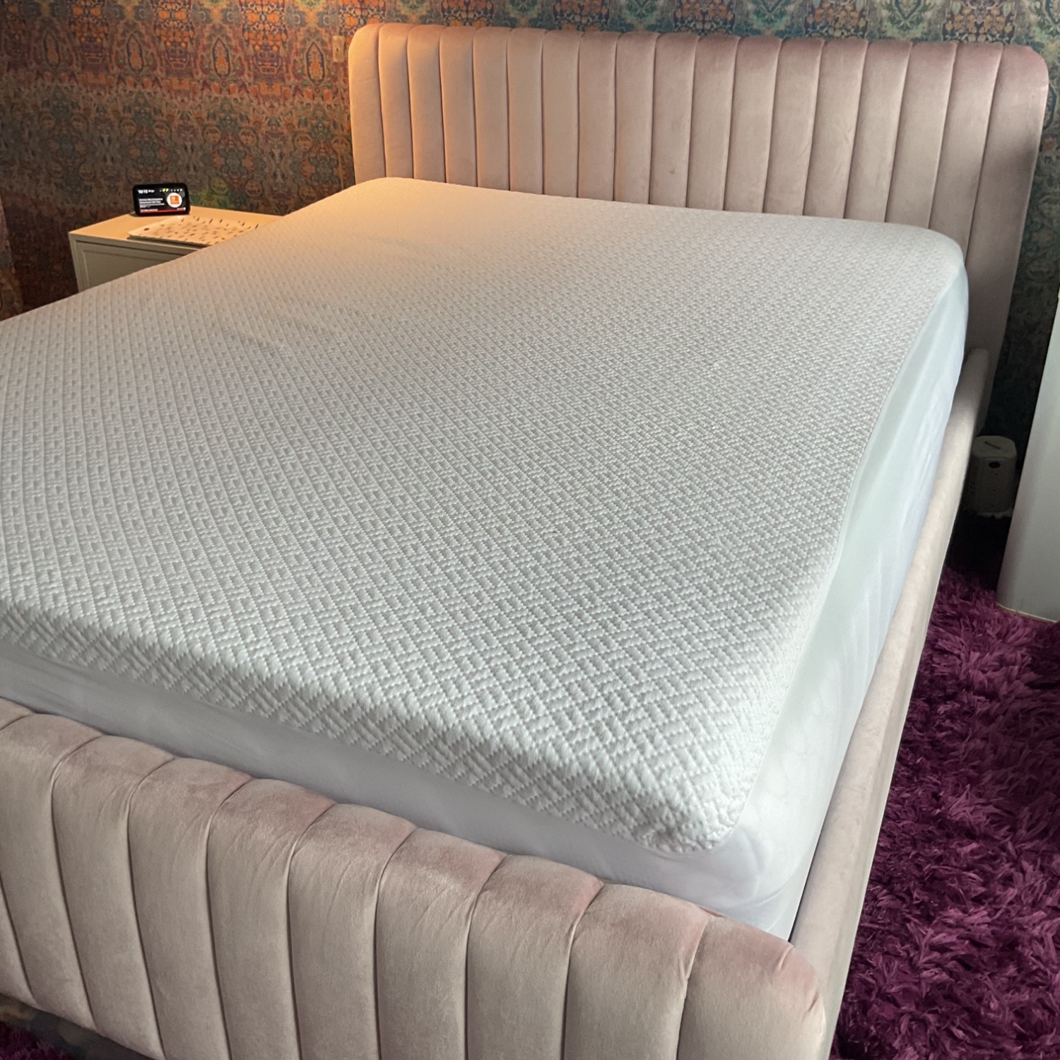 Marcella Velvet Wooden Bed - image-1