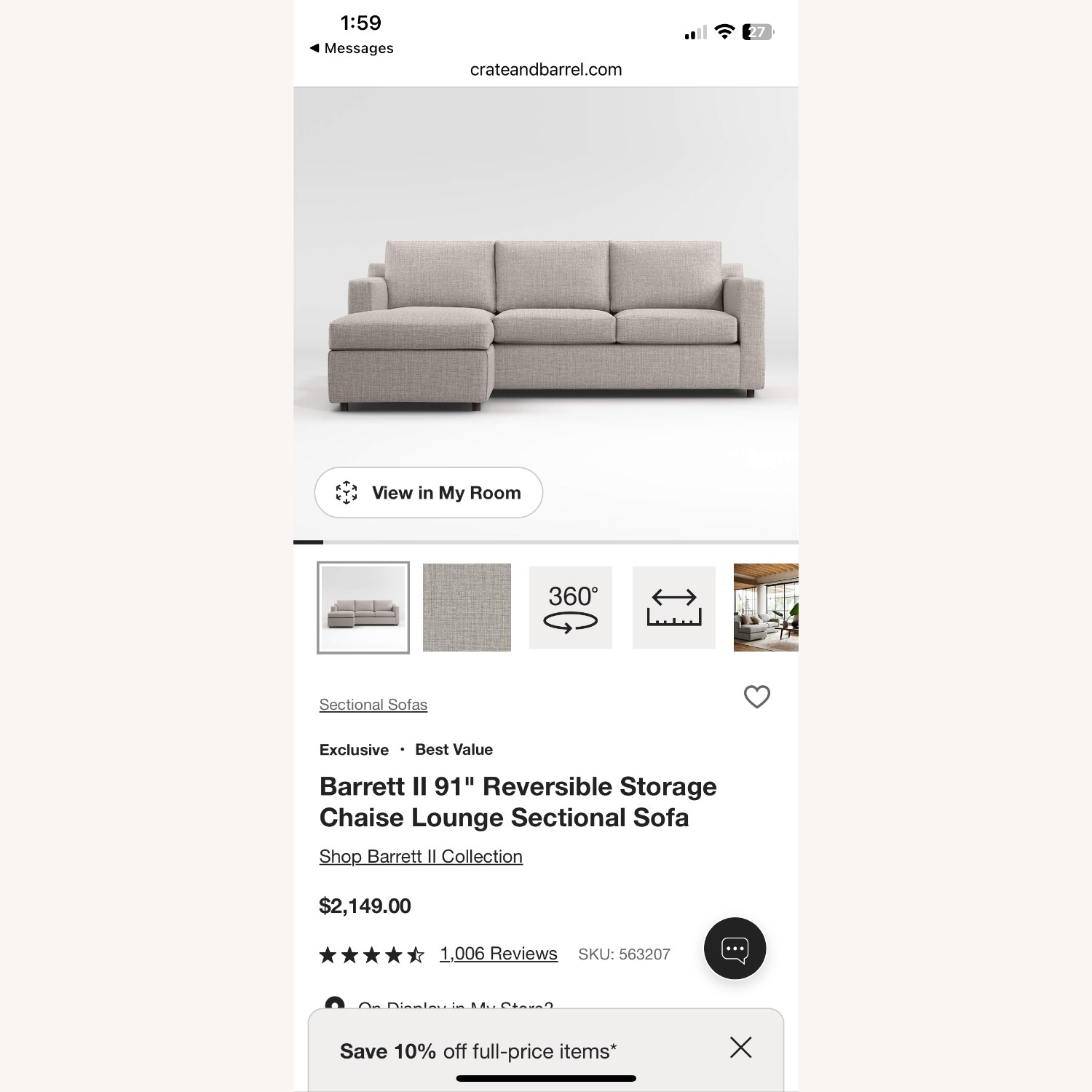 Crate & Barrel Barrett Sectional - image-4