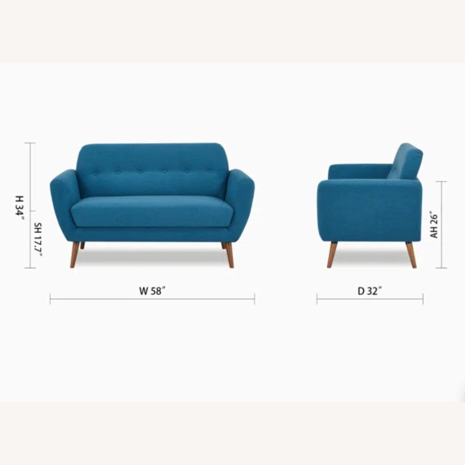 Wade Logan Bright Blue Loveseat - image-3