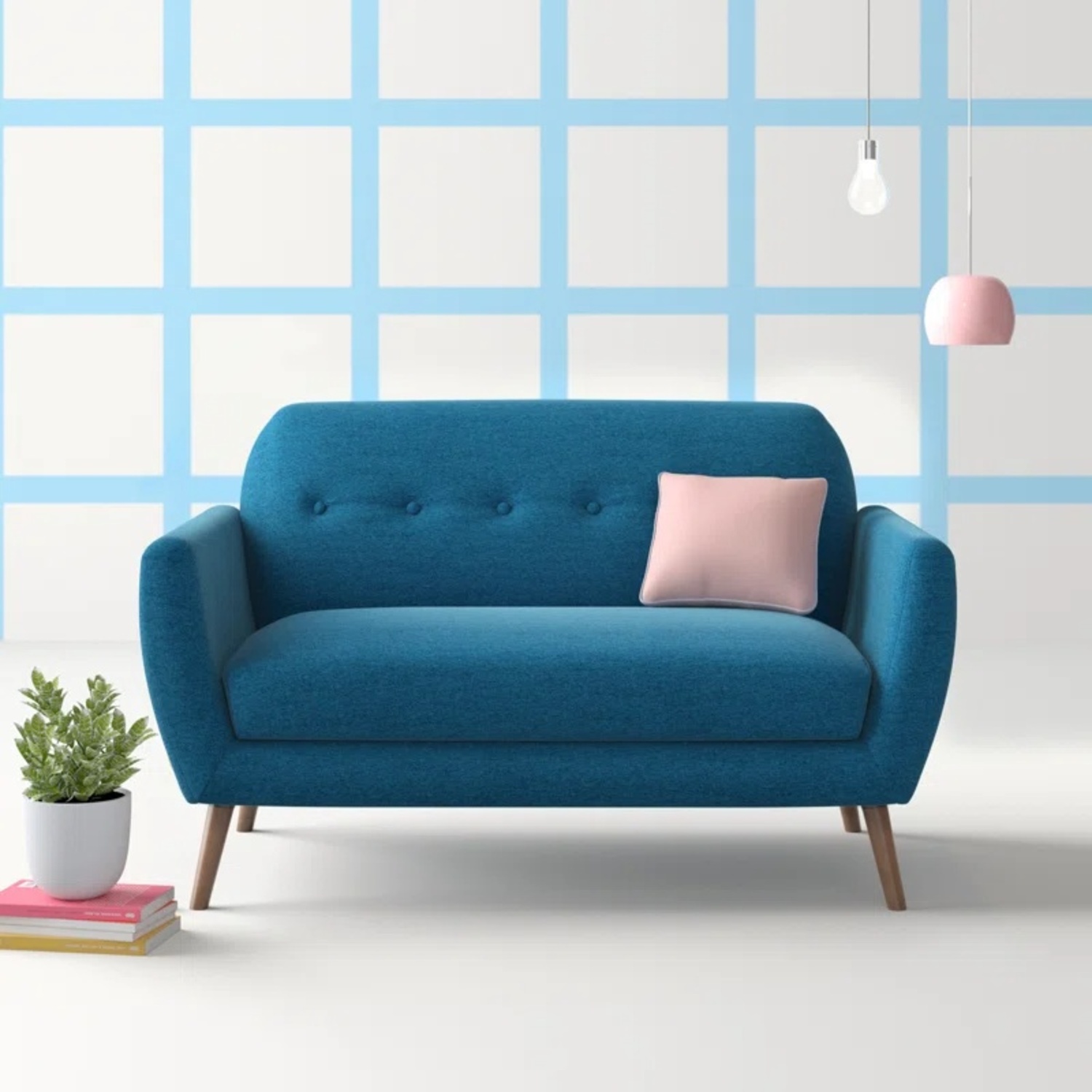 Wade Logan Bright Blue Loveseat - image-4