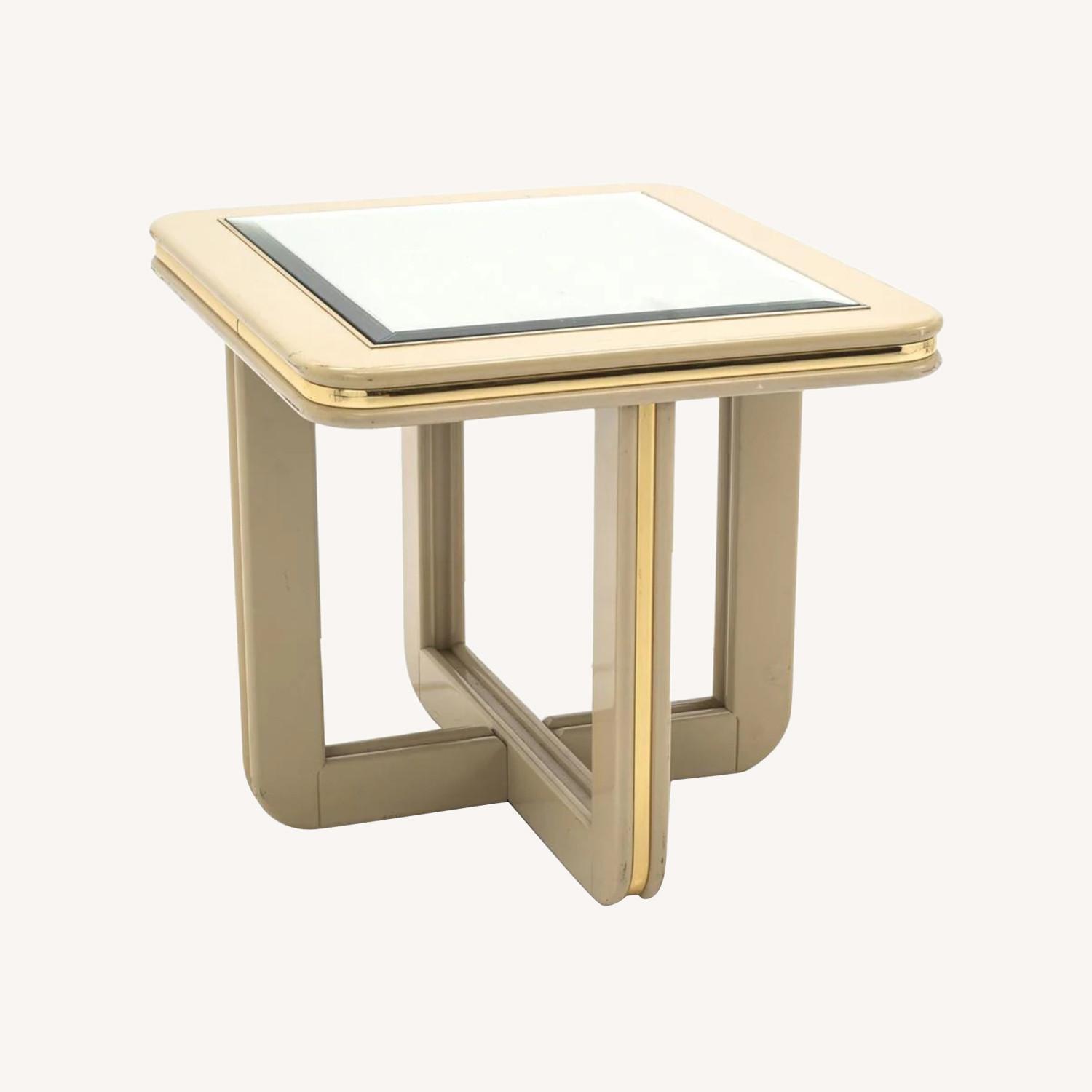 Mid Century Lacquer Side Tables Mirror Top 70s - image-2