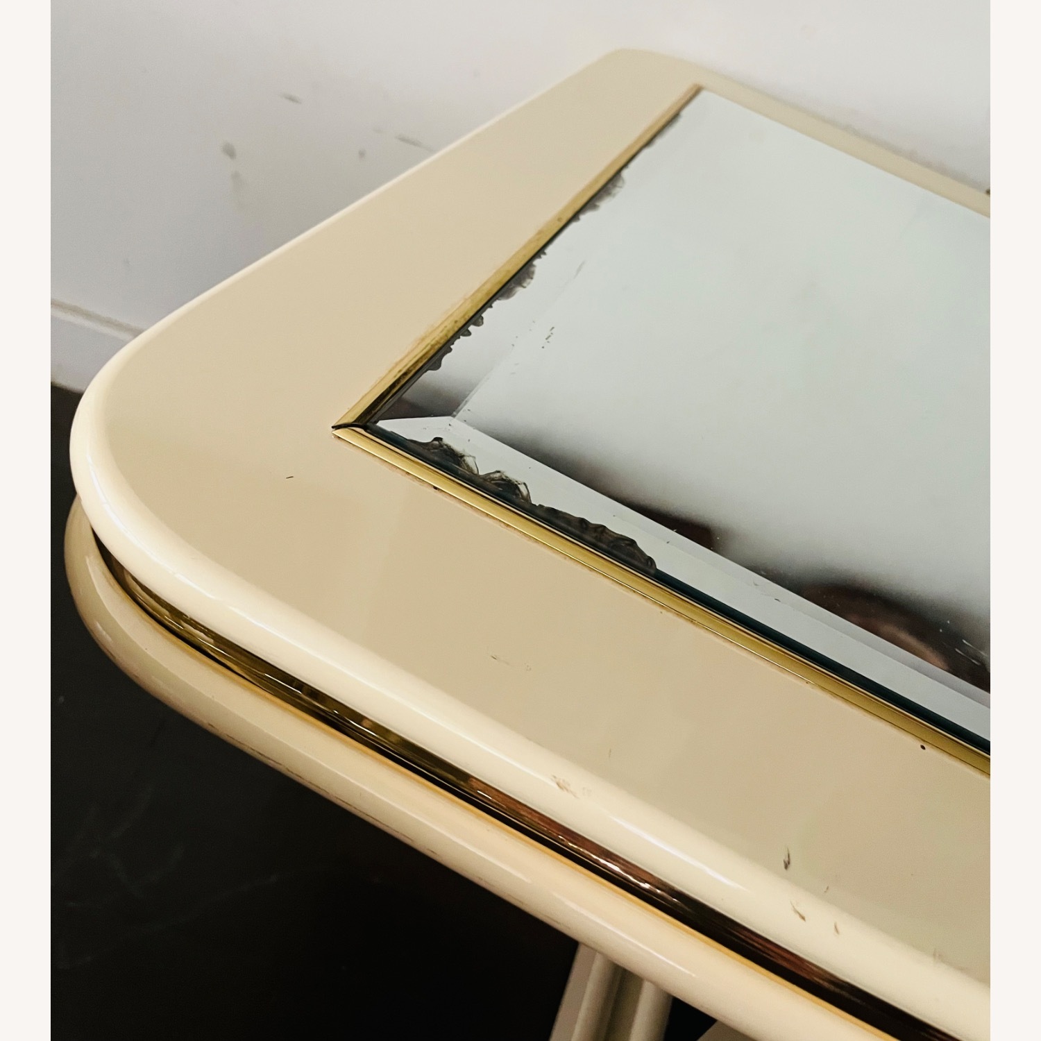 Mid Century Lacquer Side Tables Mirror Top 70s - image-0