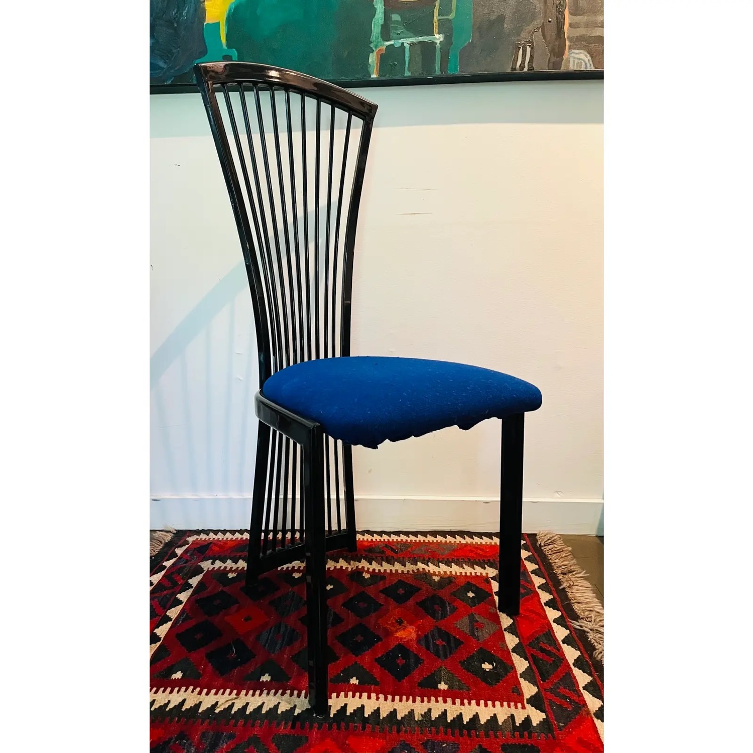 Dining Chair Highback Italian Deco in Blue - image-2