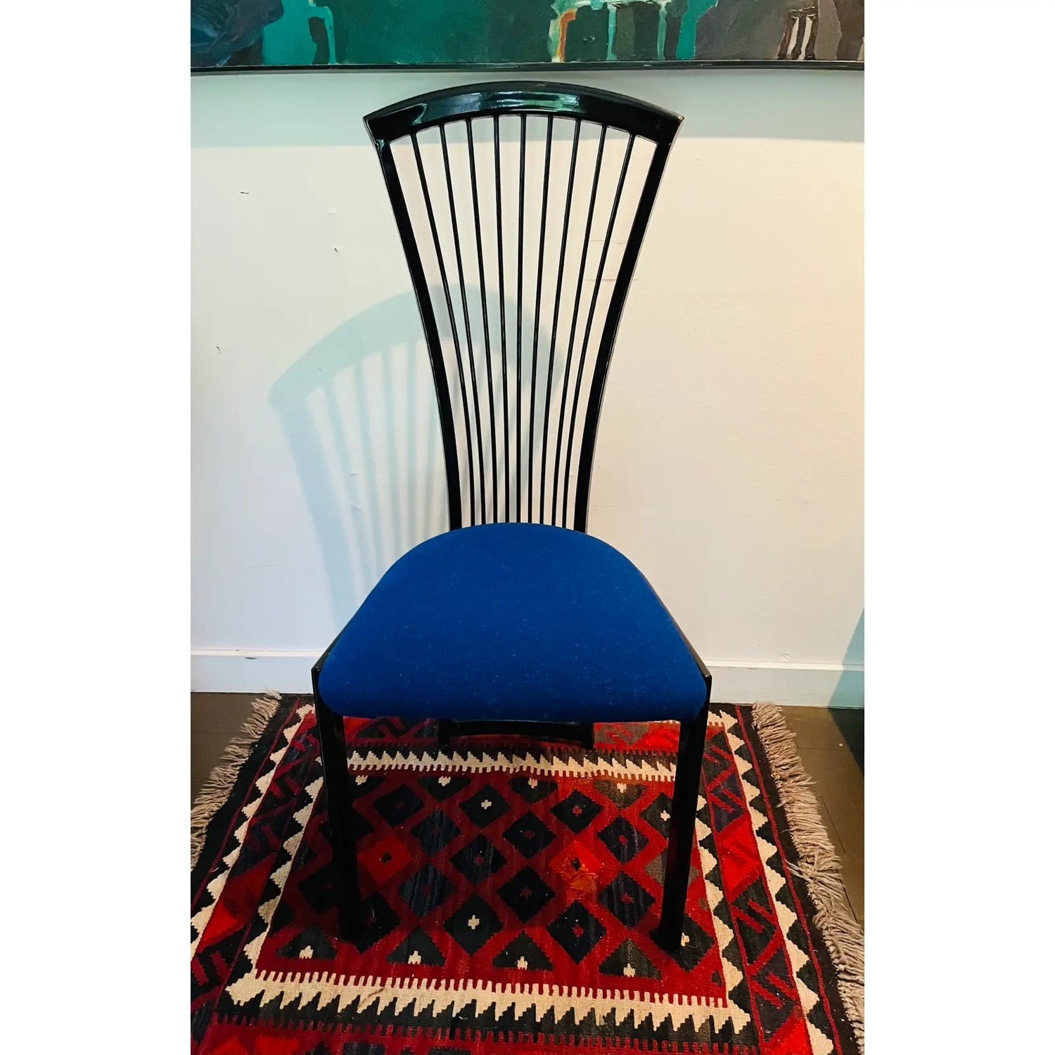 Dining Chair Highback Italian Deco in Blue - image-3