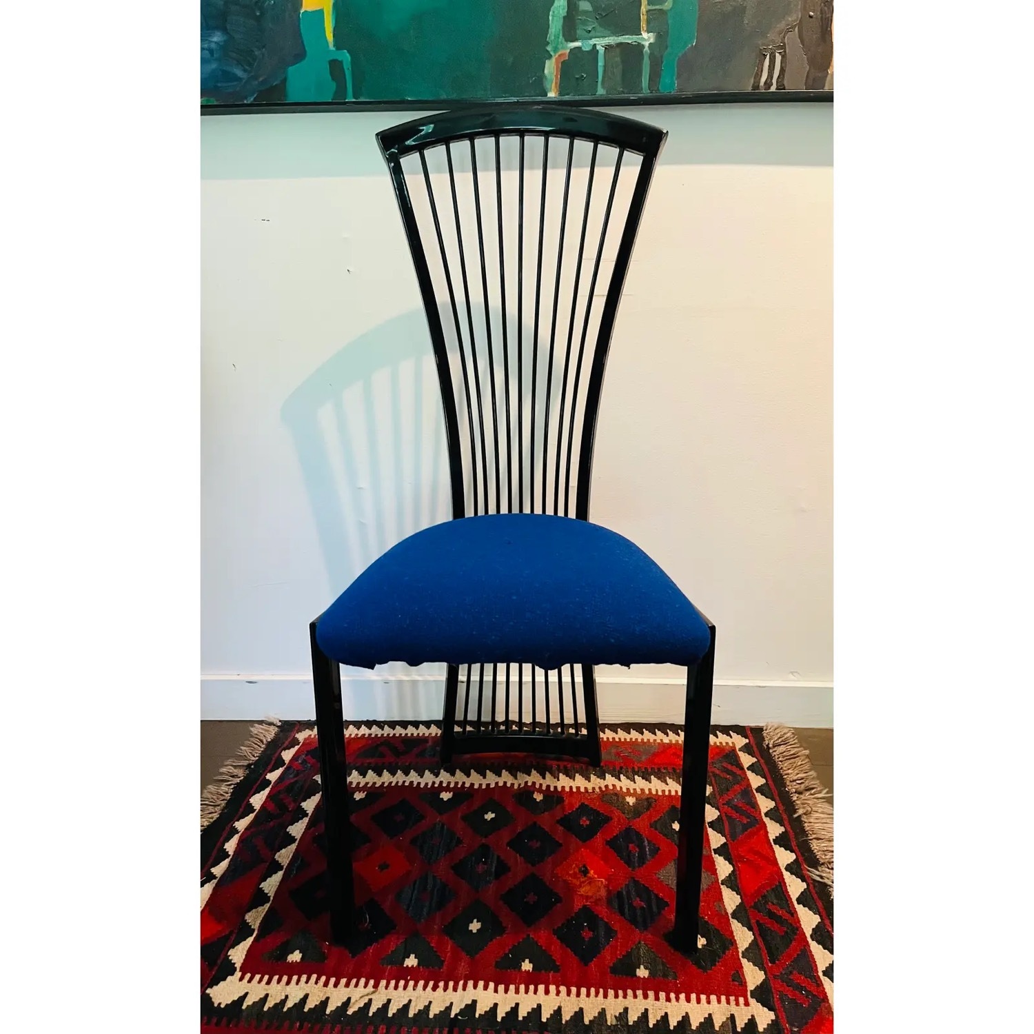 Dining Chair Highback Italian Deco in Blue - image-5