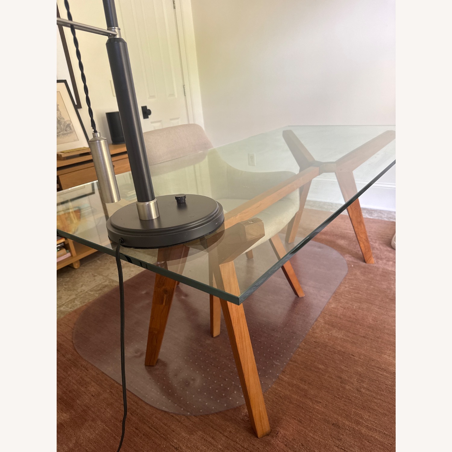 Crate & Barrel Strut Glass Top Study Desk - image-2