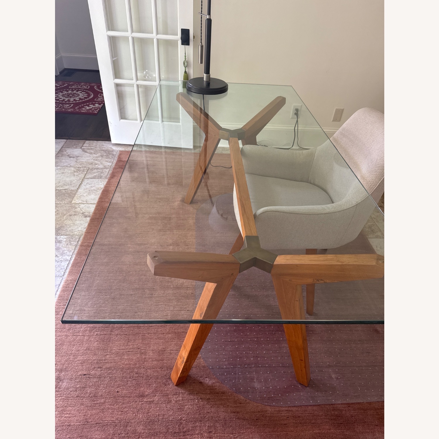 Crate & Barrel Strut Glass Top Study Desk - image-3