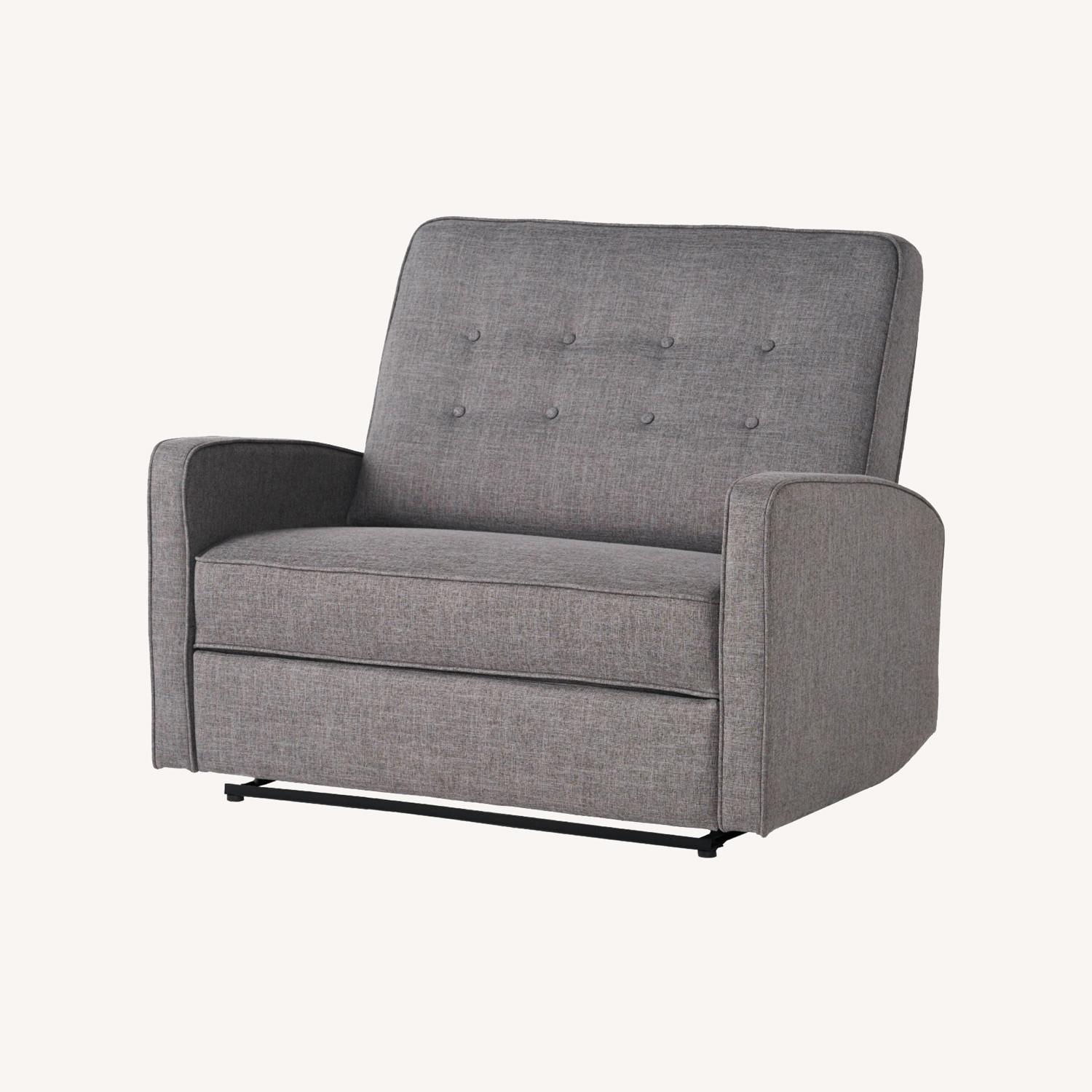 Bed Bath & Beyond Buttoned Gray Fabric Reclining Loveseat - image-0