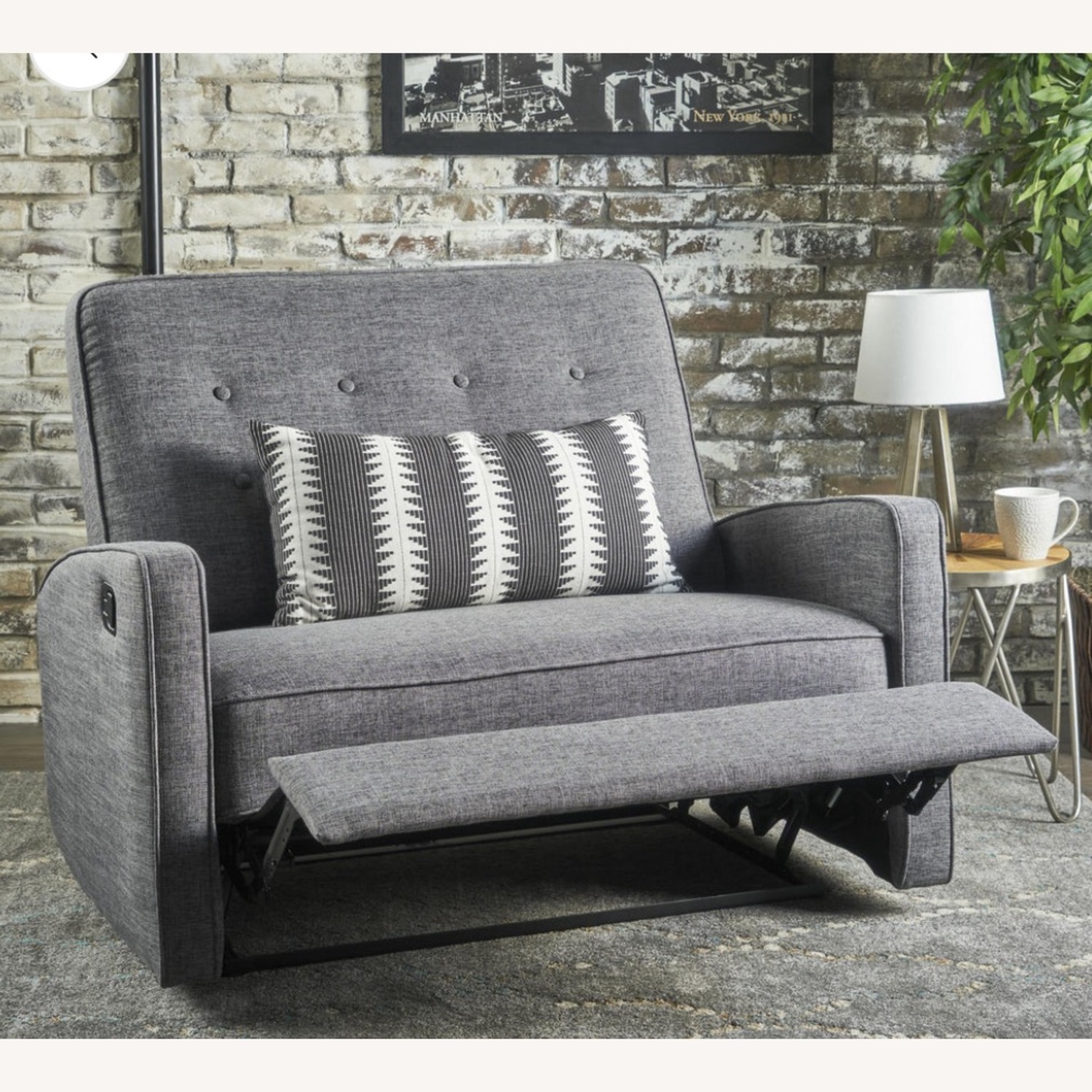 Bed Bath & Beyond Buttoned Gray Fabric Reclining Loveseat - image-15