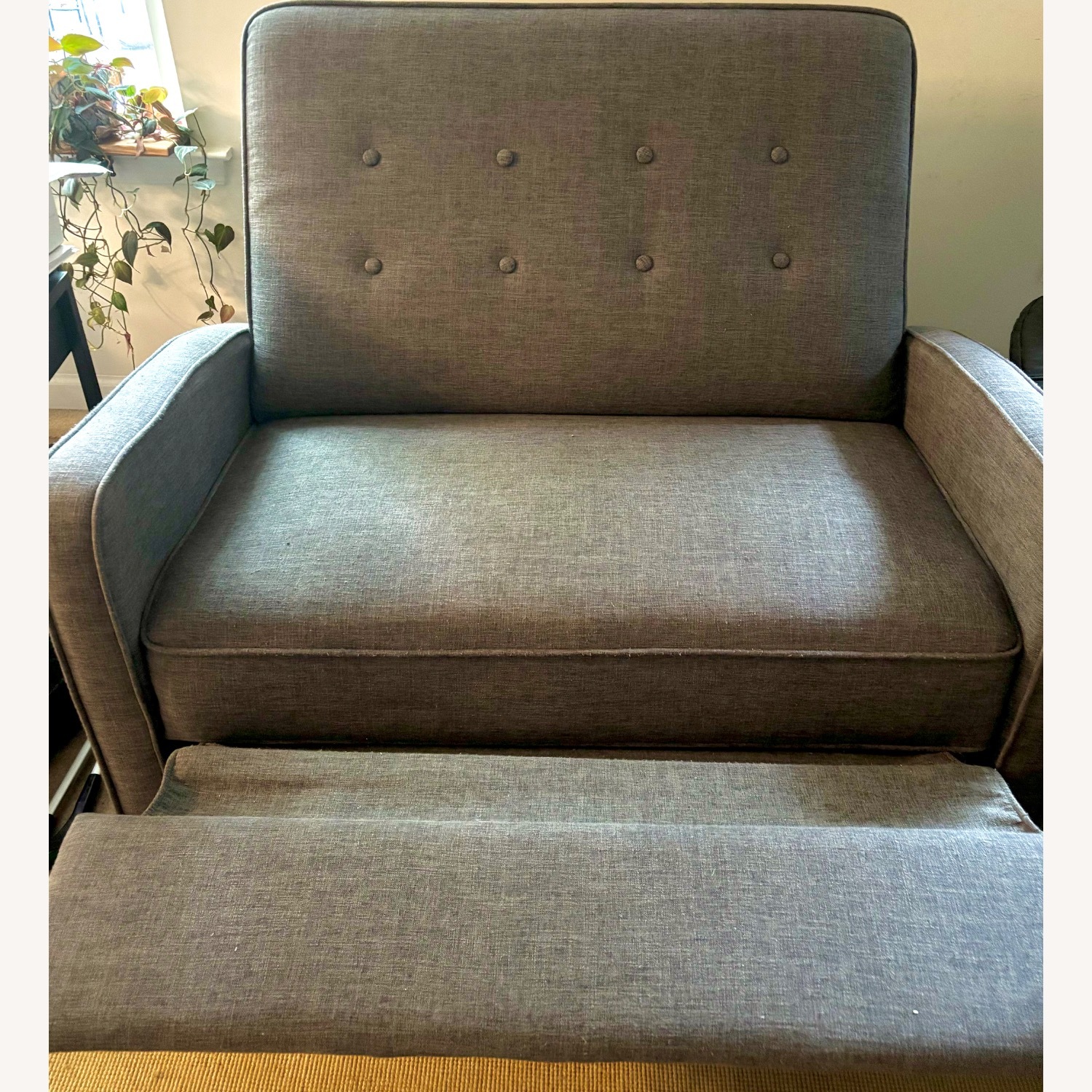 Bed Bath & Beyond Buttoned Gray Fabric Reclining Loveseat - image-2