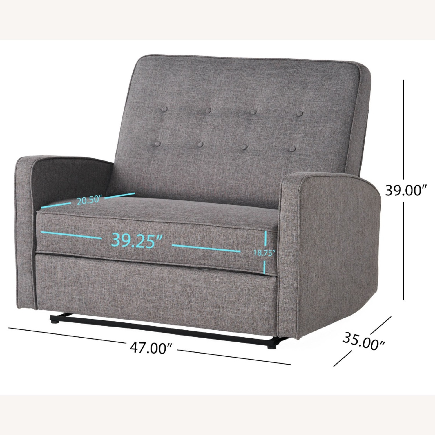 Bed Bath & Beyond Buttoned Gray Fabric Reclining Loveseat - image-4