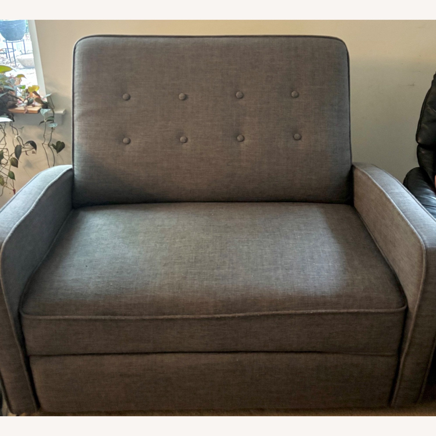 Bed Bath & Beyond Buttoned Gray Fabric Reclining Loveseat - image-1
