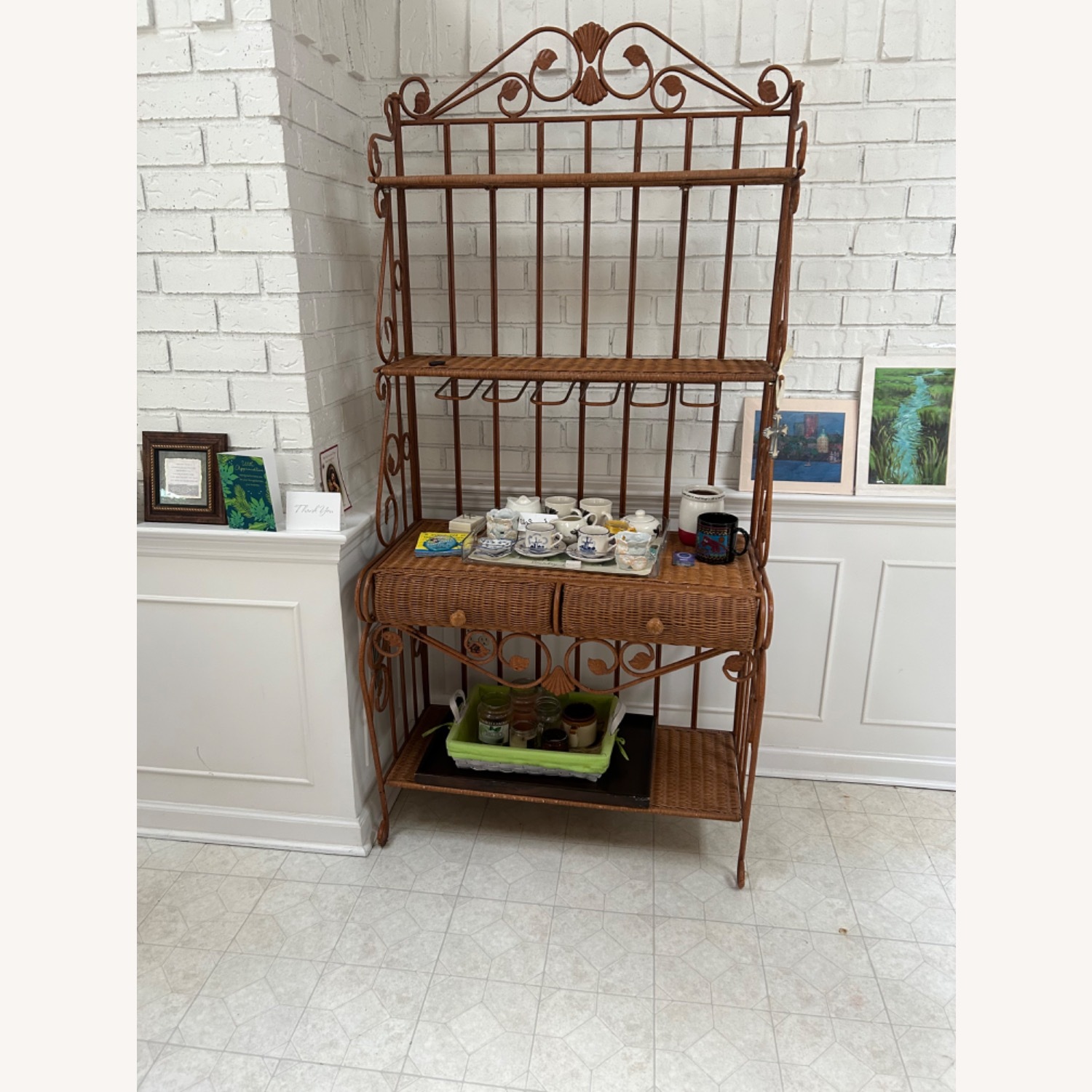 Wrought Sideboard with Wicker Details - image-1