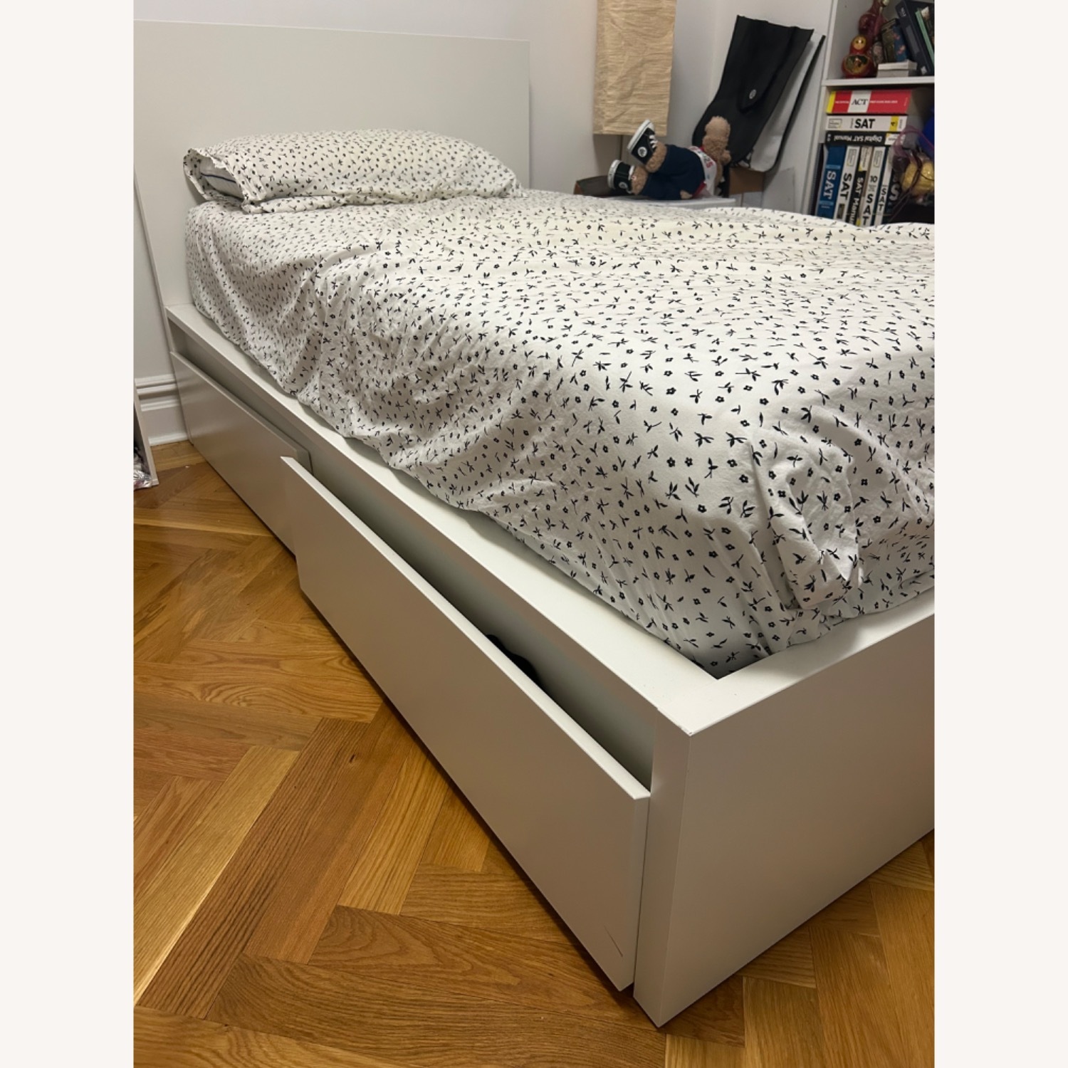 IKEA MALM Twin Bed Frame W Drawers & 2 Side Tables - image-1