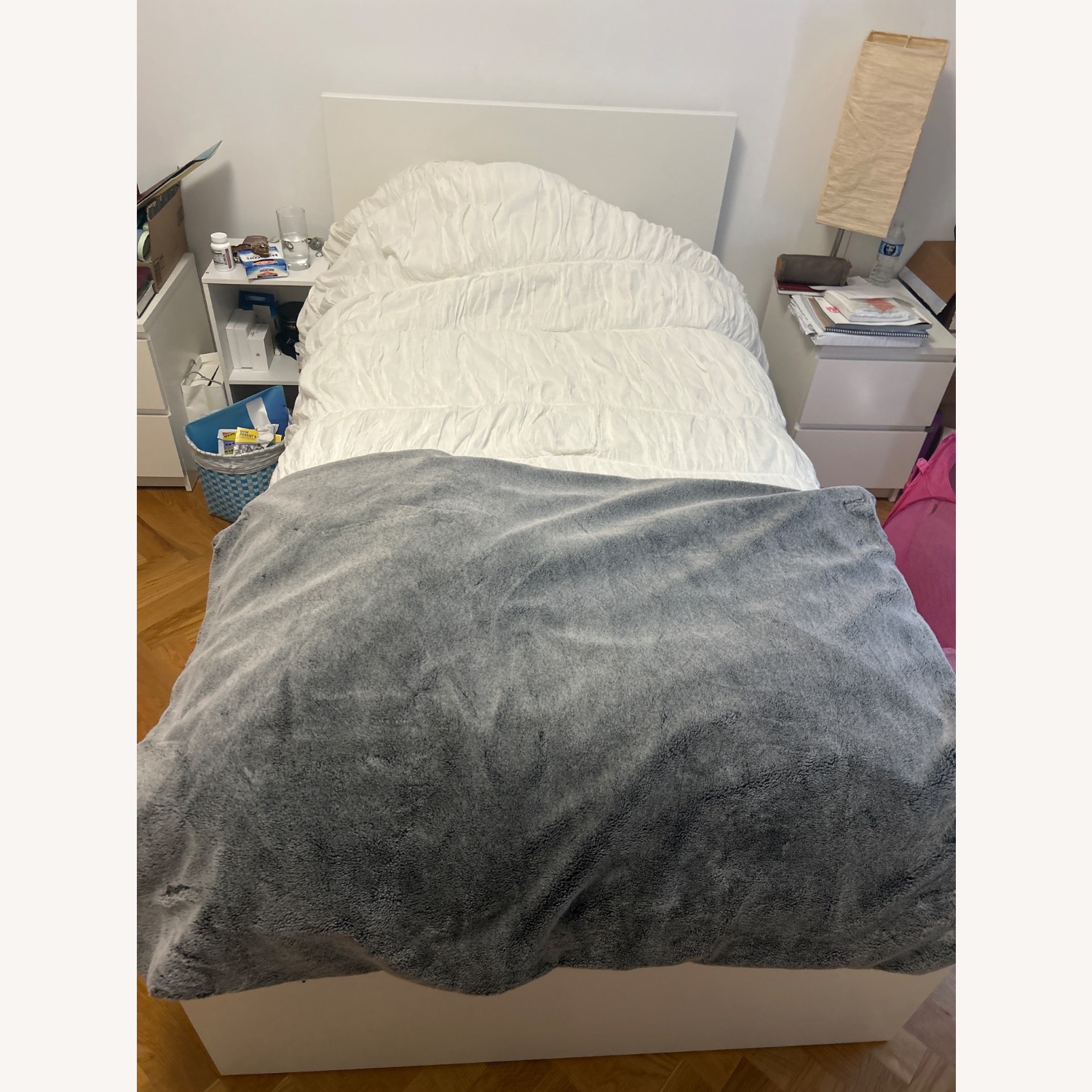 IKEA MALM Twin Bed Frame W Drawers & 2 Side Tables - image-2