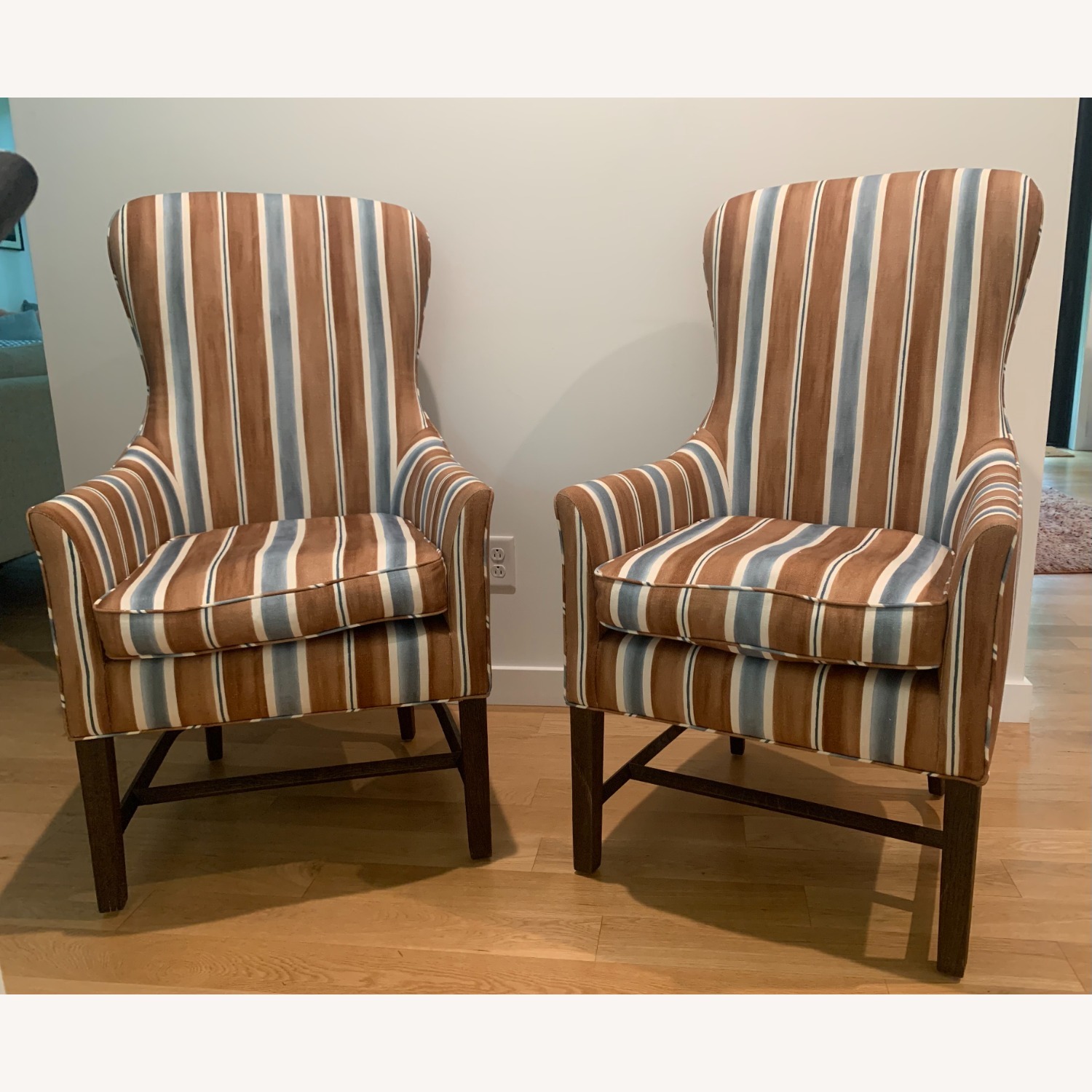 Restoration Hardware Sloan Pair Arm Chairs in Pollack Fabric - image-1