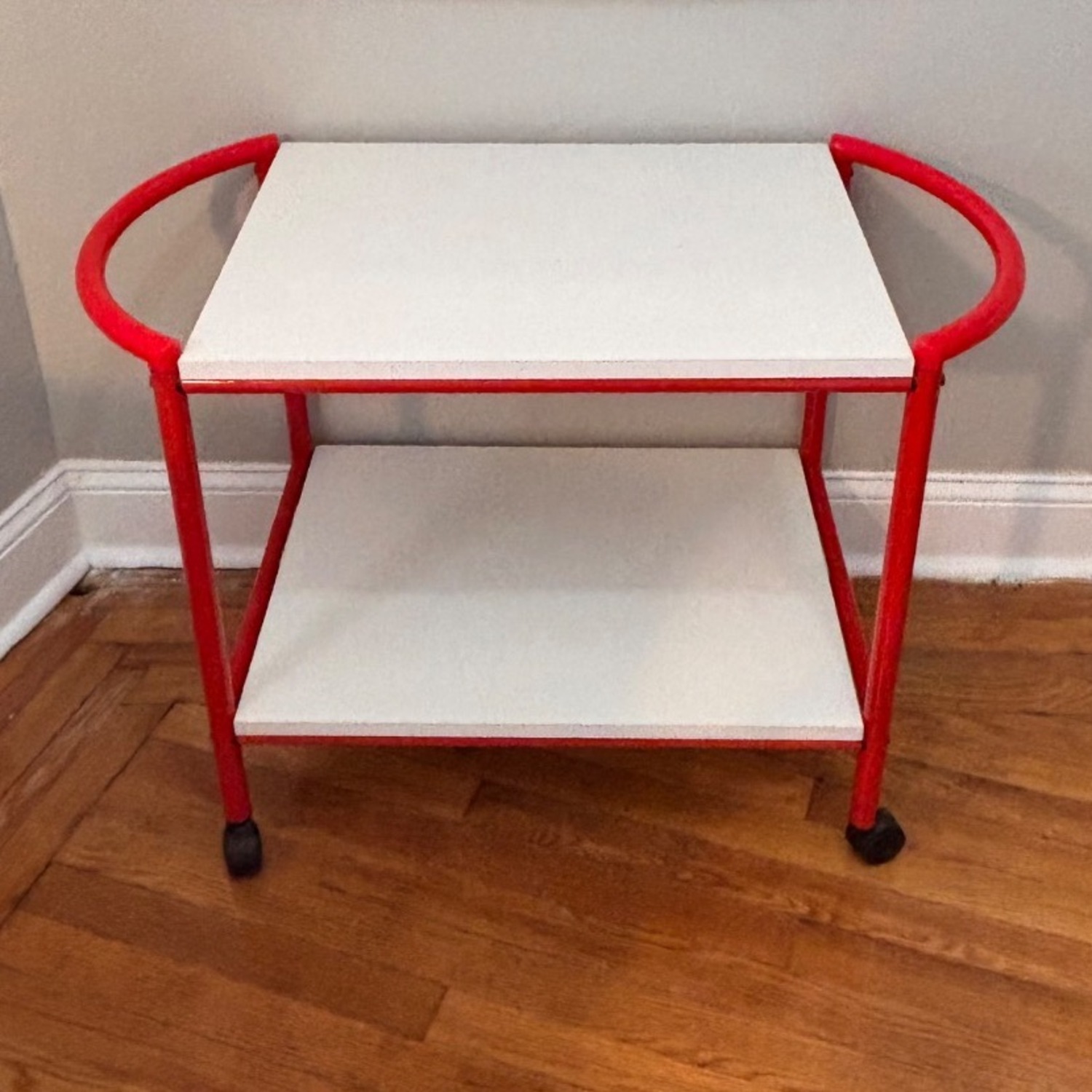 Vintage 1980s Bauhaus-Style Rolling Cart - image-2