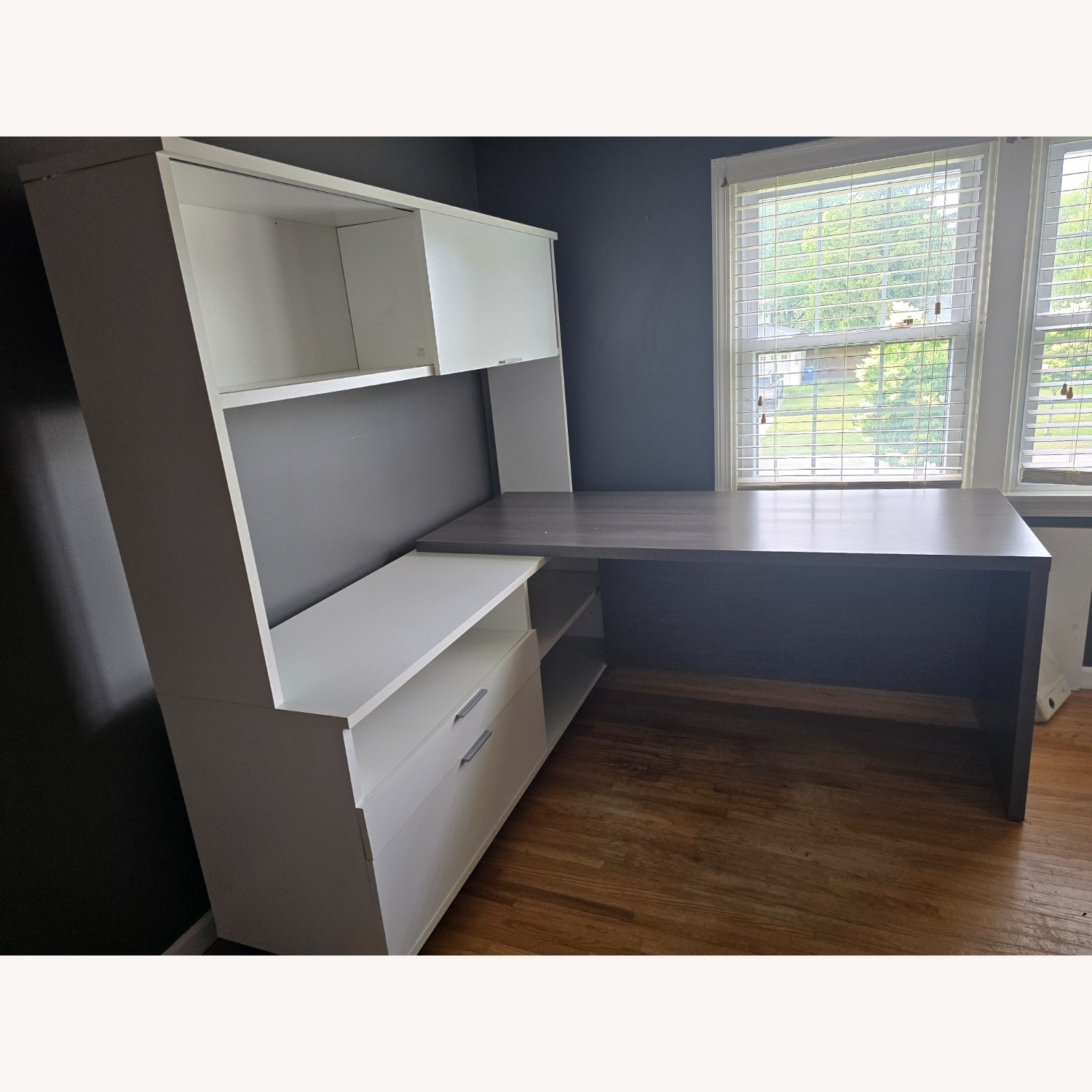 White and Gray Modern L Shaped Desk - image-2