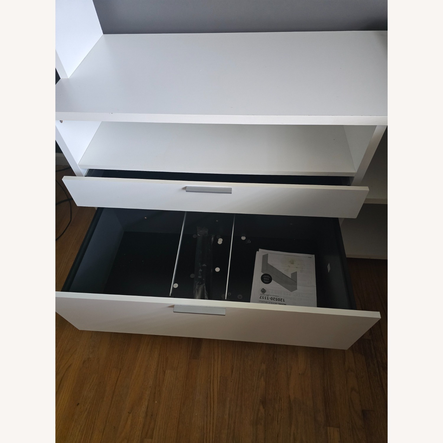 White and Gray Modern L Shaped Desk - image-3