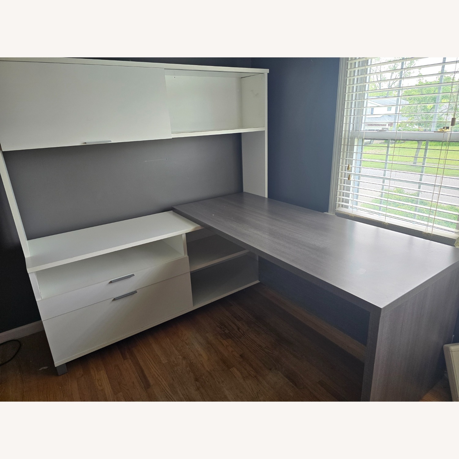 White and Gray Modern L Shaped Desk - image-4