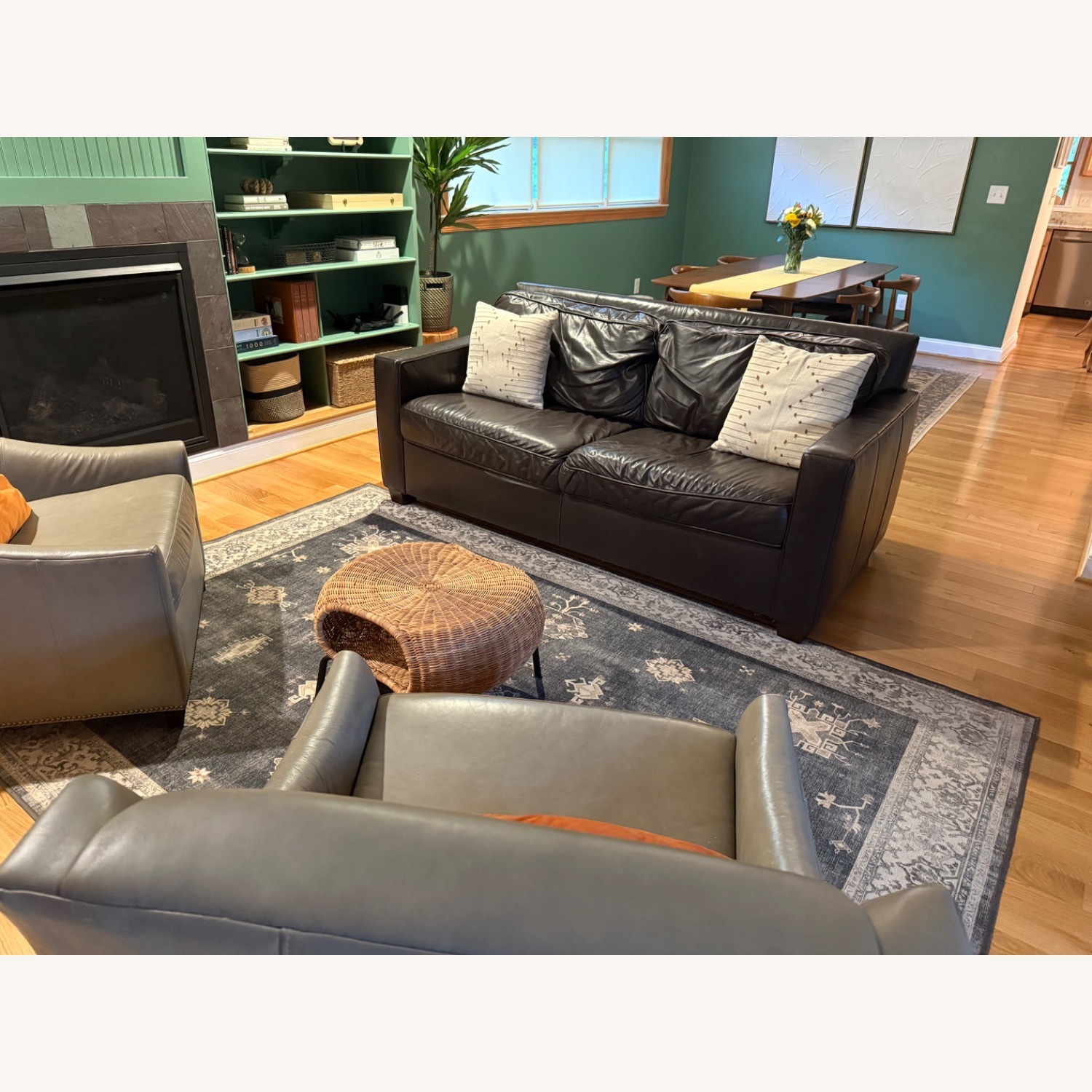 West Elm Leather Sofa - image-2