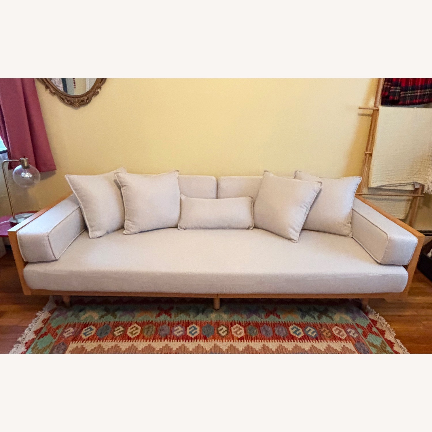 Grimpante Cotton Linen Fabric Sofa with Wooden Frame - image-1