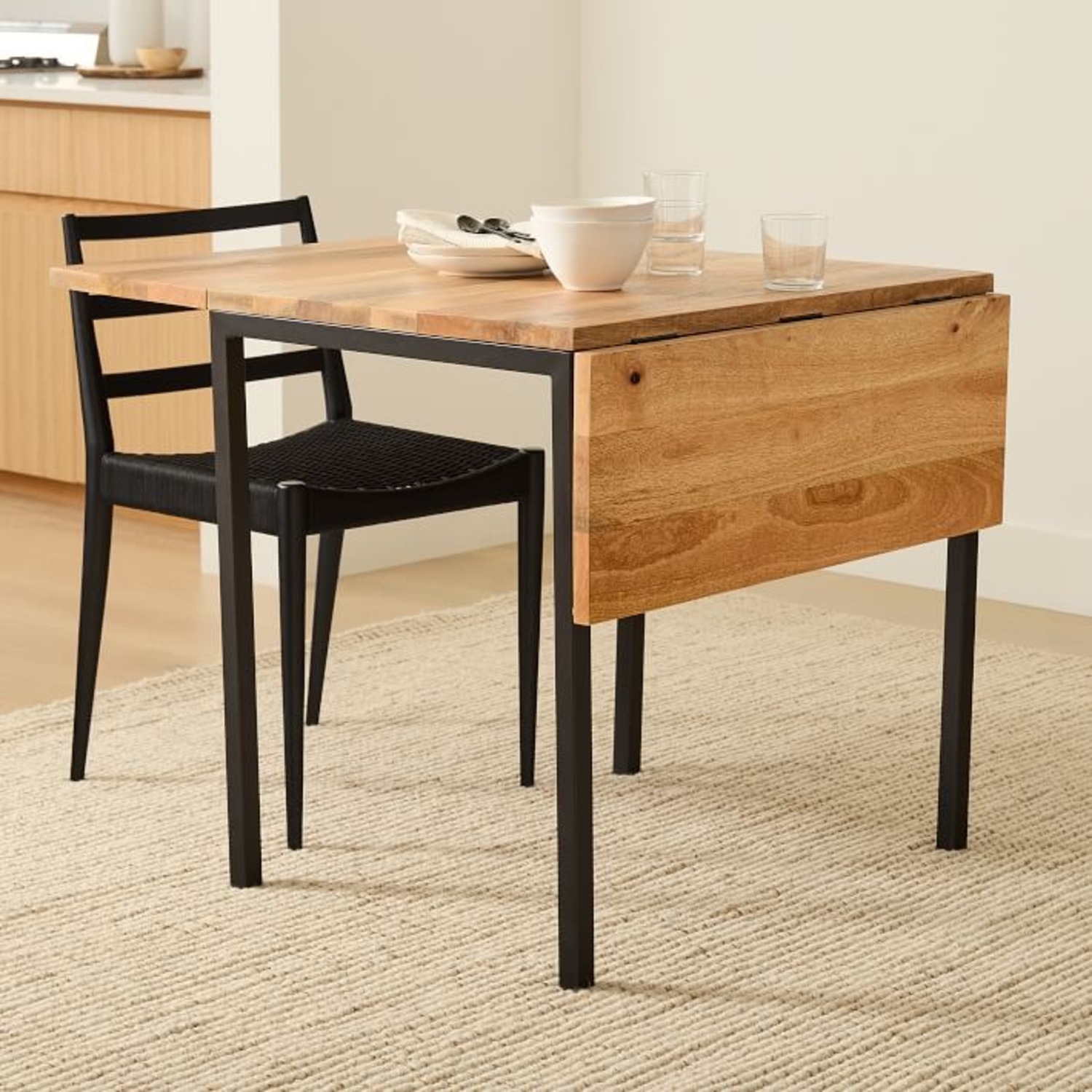 West Elm Box Frame Drop Leaf Extendable Table (24"–48") - image-1