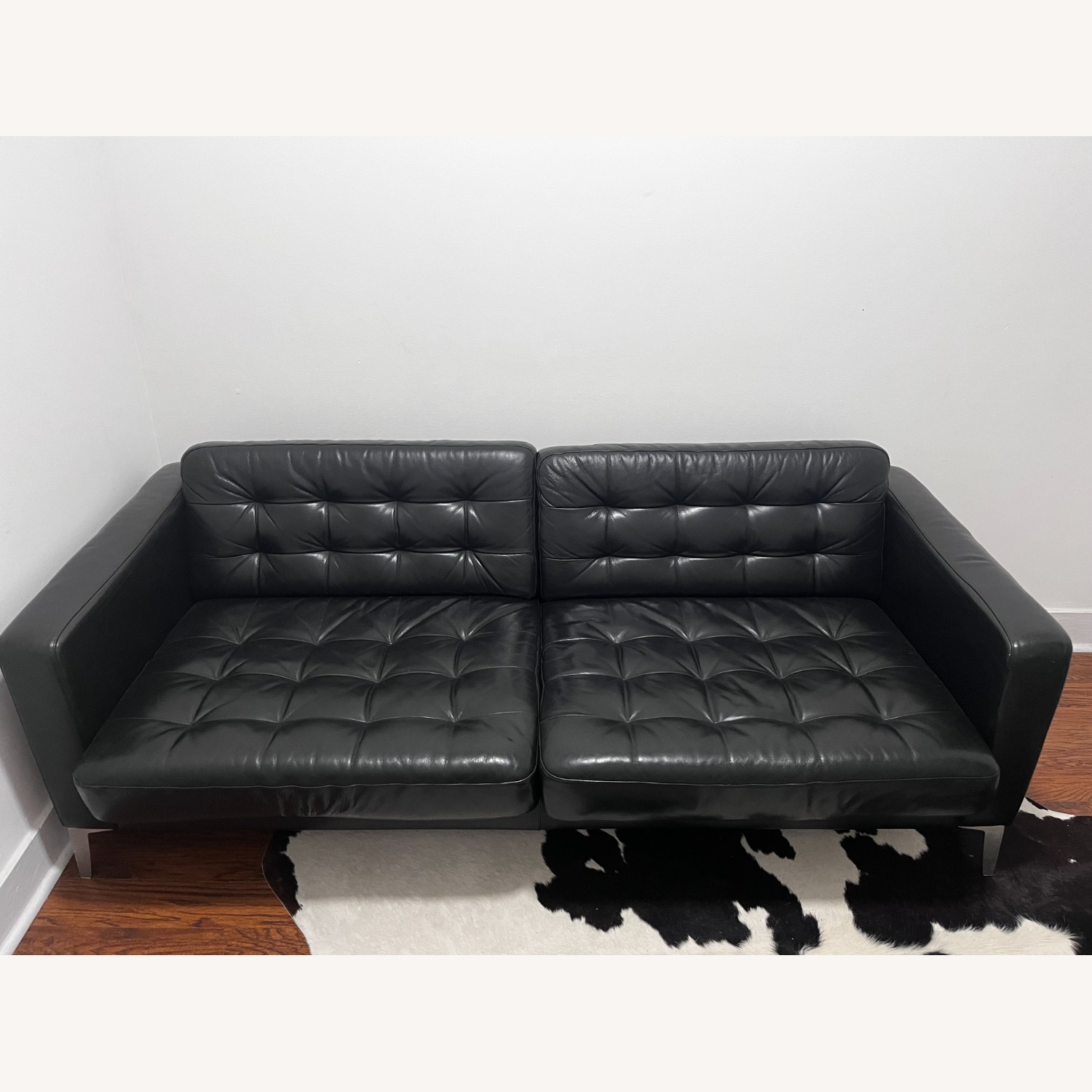 IKEA Morabo Black Leather Couch - image-1