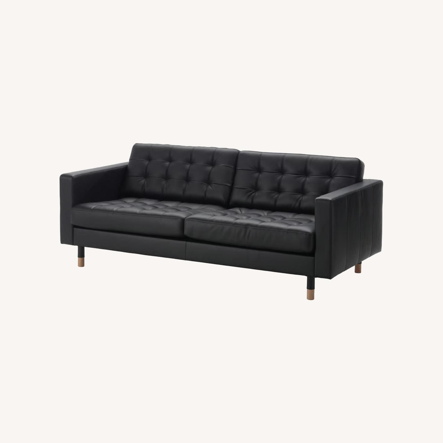 IKEA Morabo Black Leather Couch - image-0