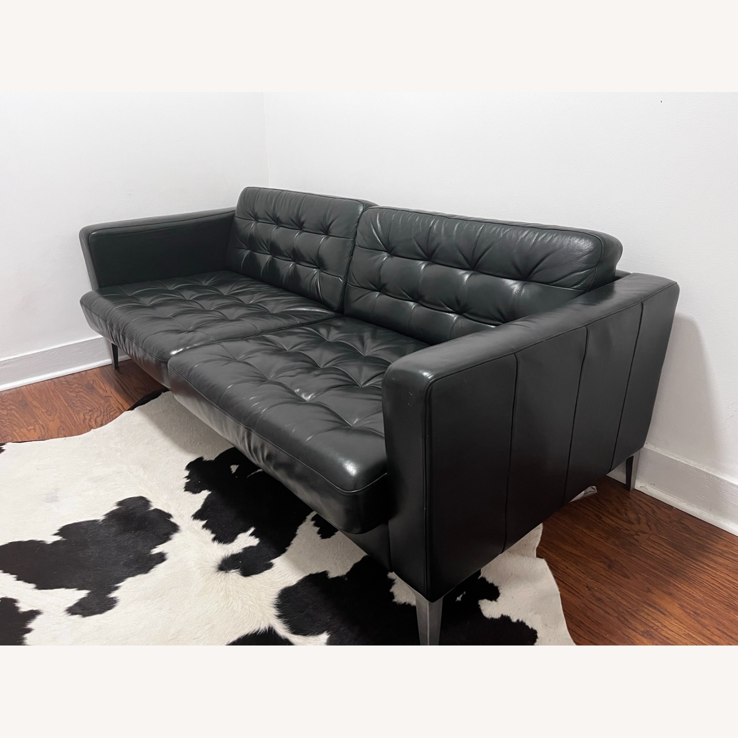 IKEA Morabo Black Leather Couch - image-2