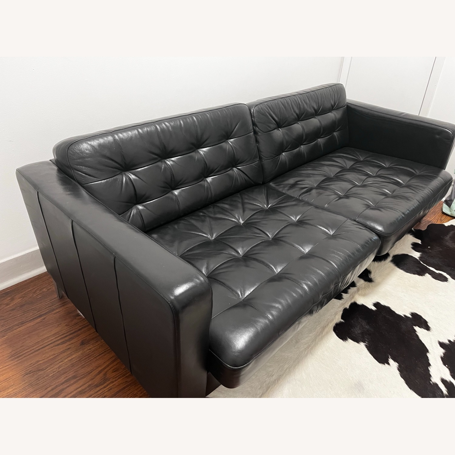 IKEA Morabo Black Leather Couch - image-3