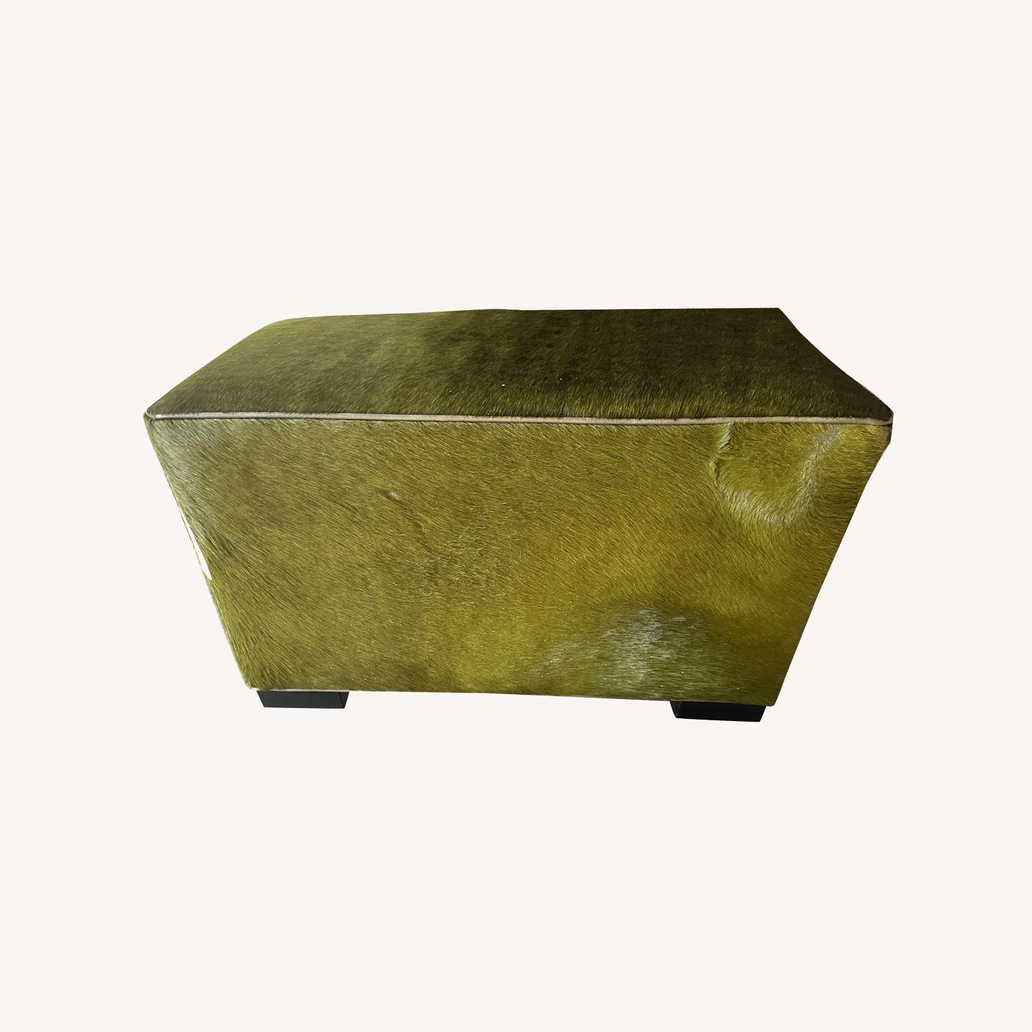 Crate & Barrel Hide Ottoman in Evergreen  - image-0