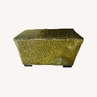 Crate & Barrel Hide Ottoman in Evergreen 