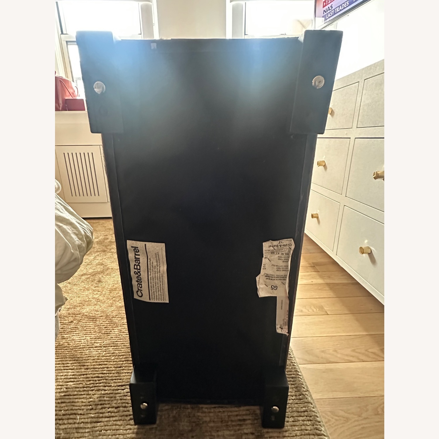 Crate & Barrel Hide Ottoman in Evergreen  - image-6