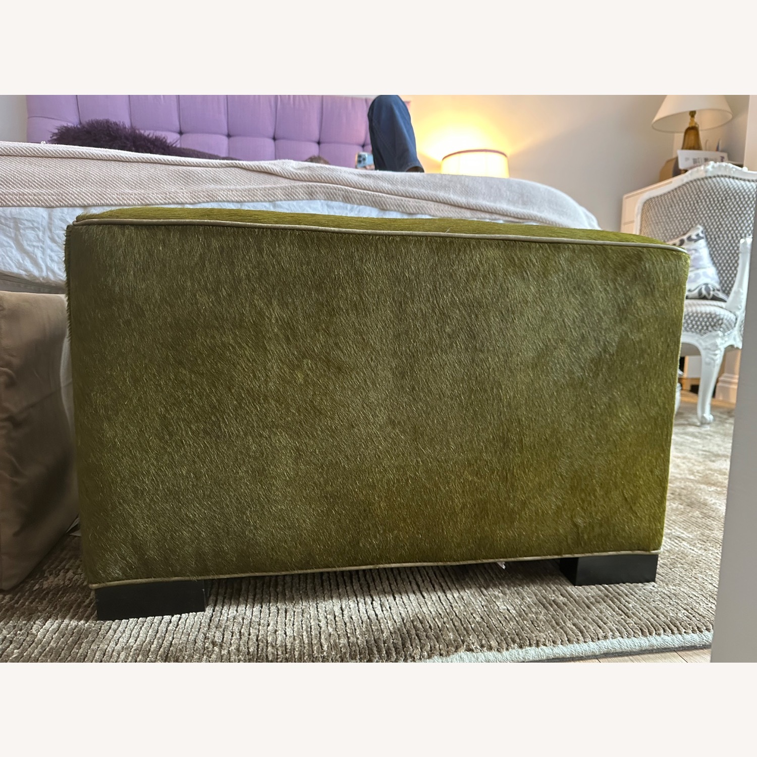 Crate & Barrel Hide Ottoman in Evergreen  - image-2