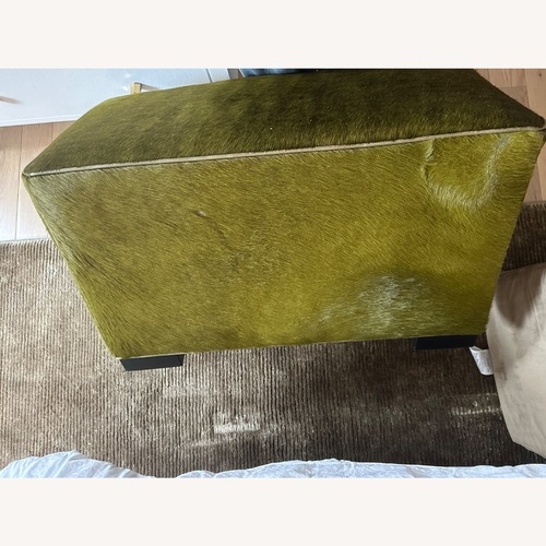 Used Crate & Barrel Hide Ottoman in Evergreen  for sale on AptDeco