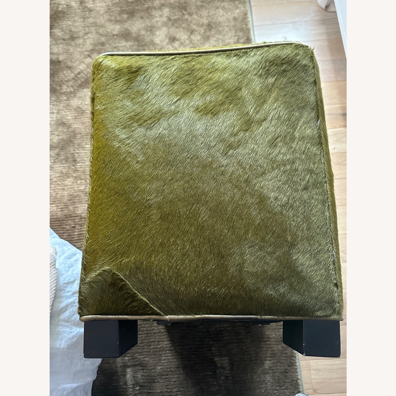 Crate & Barrel Hide Ottoman in Evergreen  - image-5