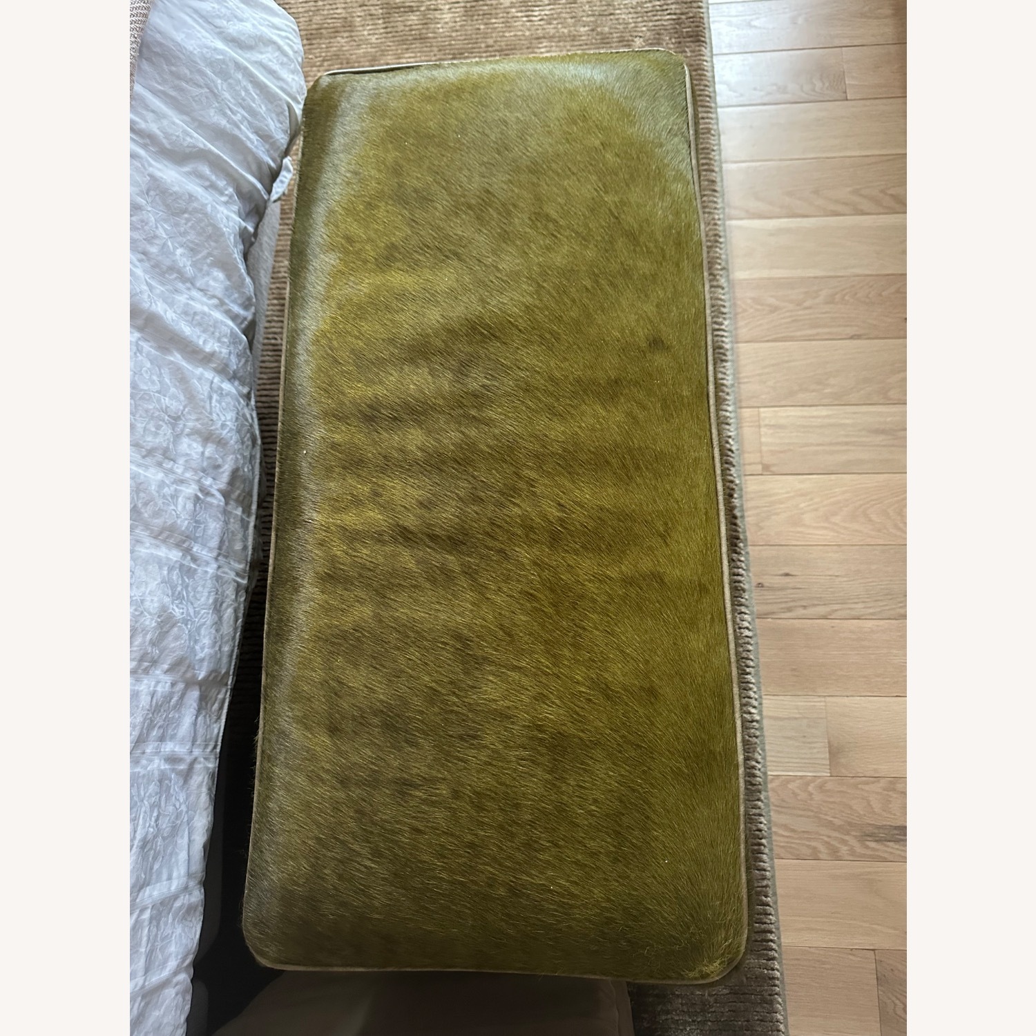 Crate & Barrel Hide Ottoman in Evergreen  - image-3