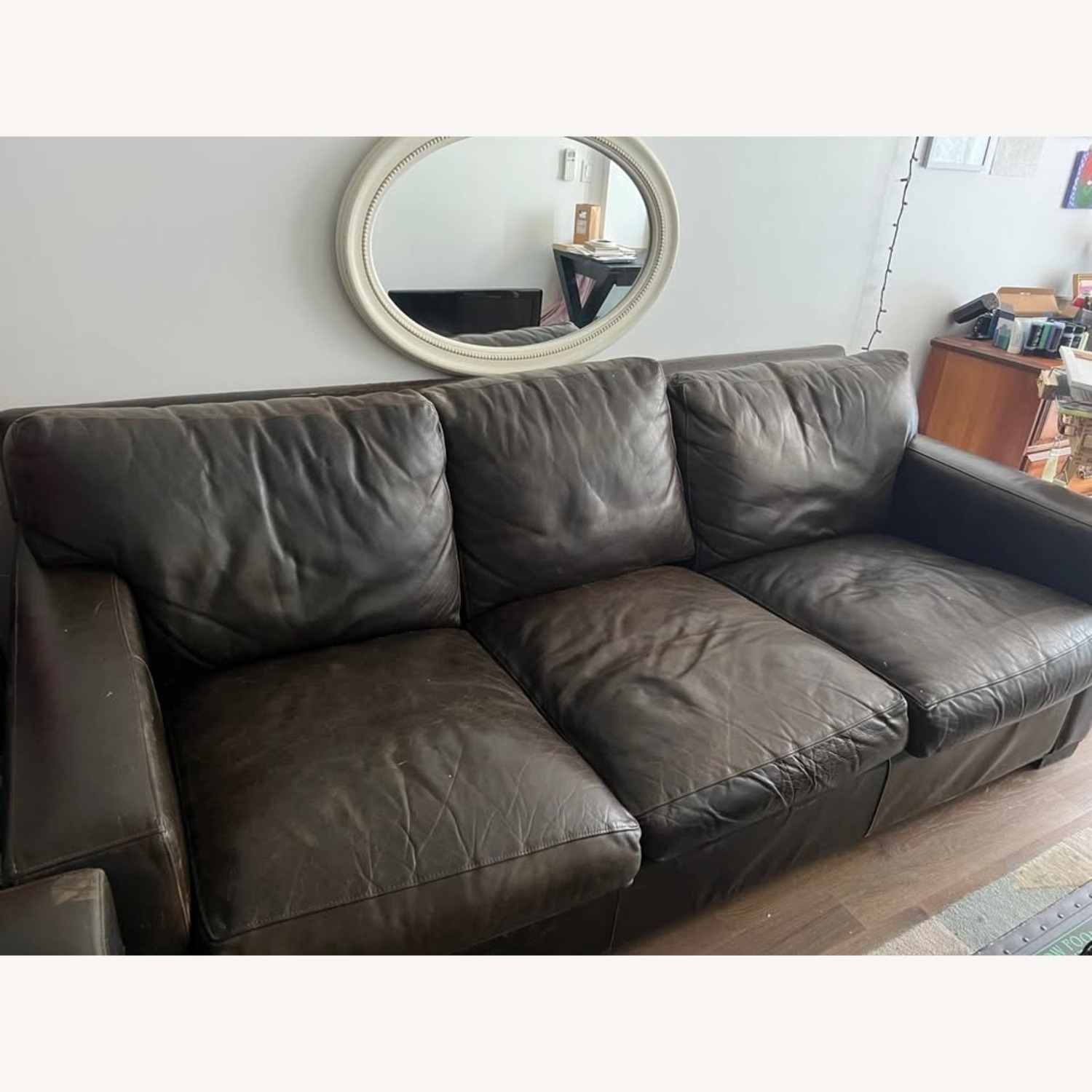 Crate & Barrel Large Leather Sofa - image-1