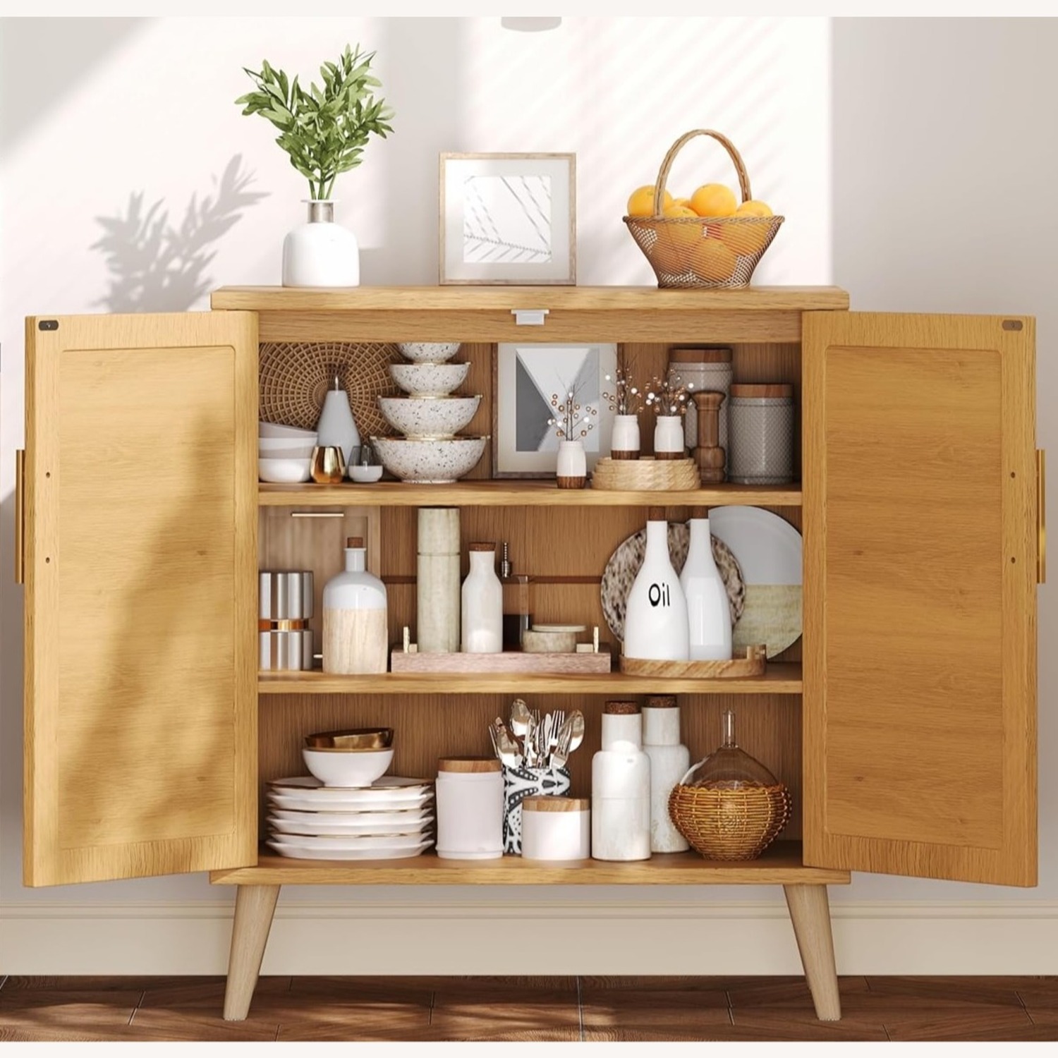 Rattan Storage Cabinet with Adjustable Shelf - image-3
