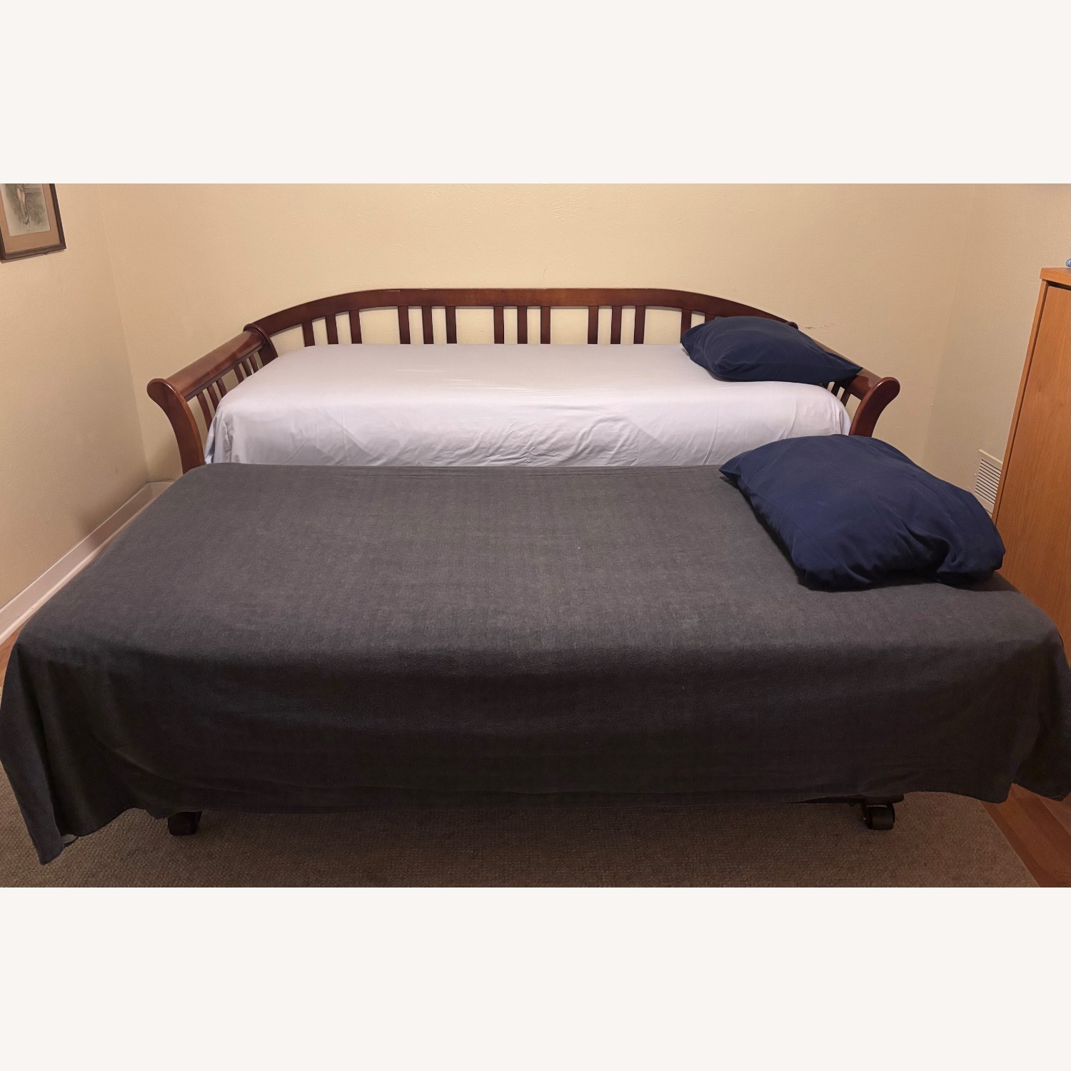 Wood Frame Twin Trundle Bed - image-3