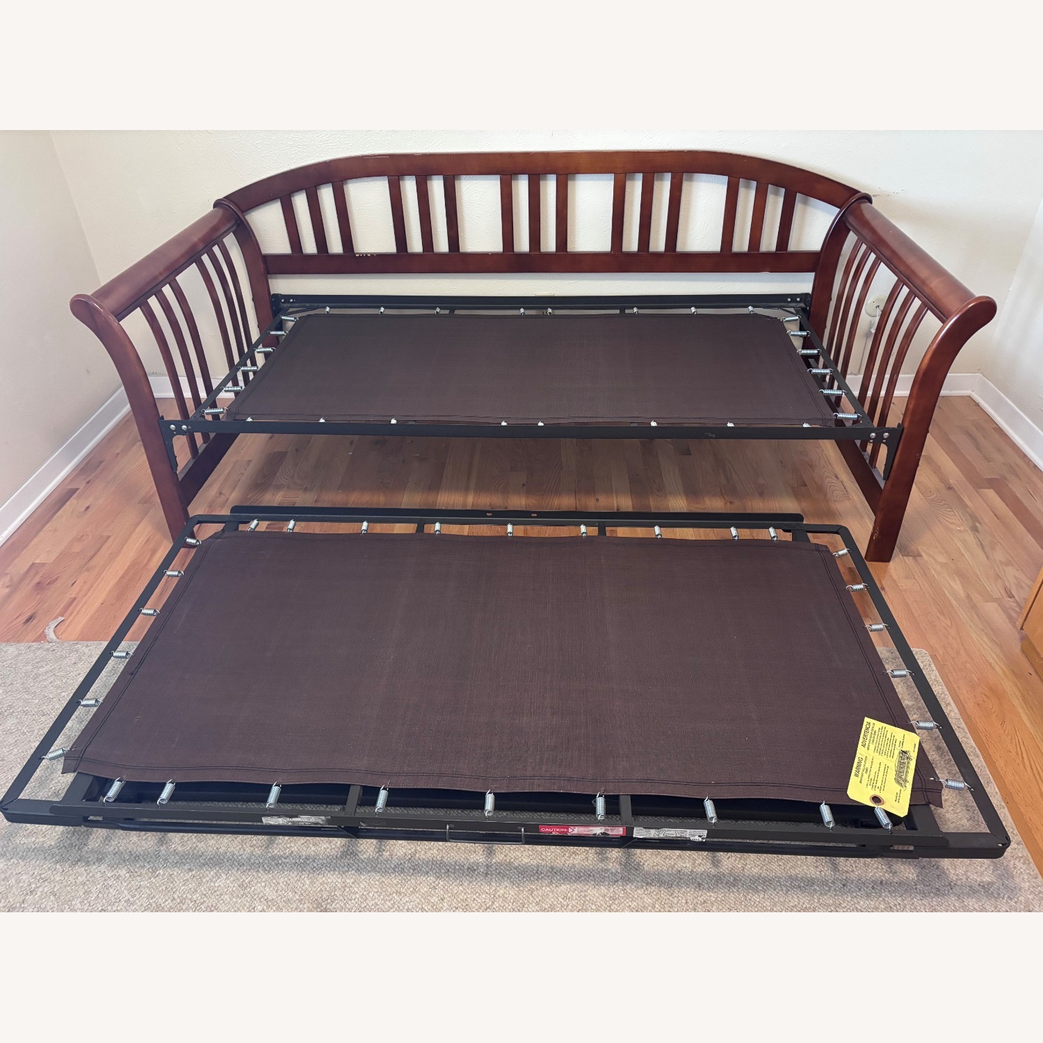 Wood Frame Twin Trundle Bed - image-6