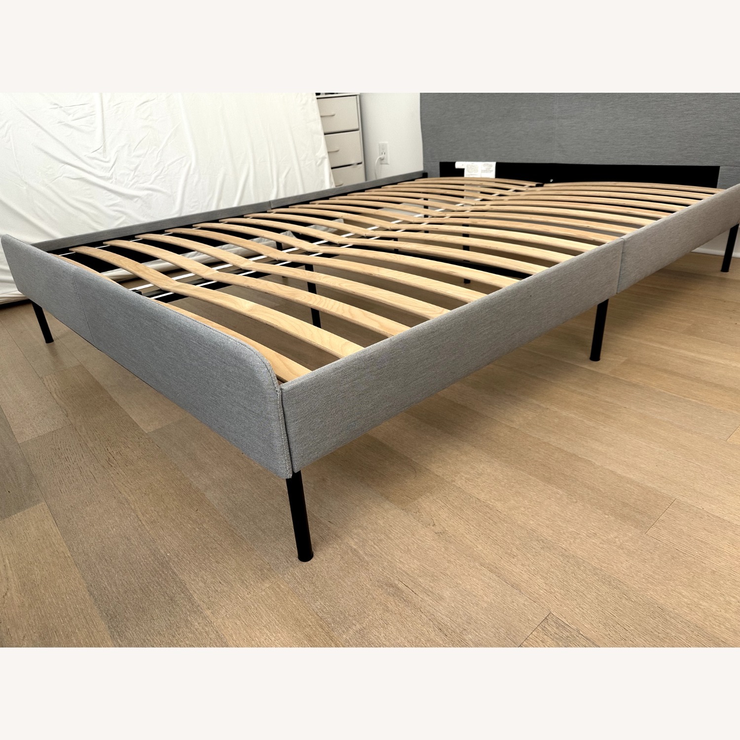 IKEA SLATTUM Upholstered Bed Frame Light Gray - AptDeco